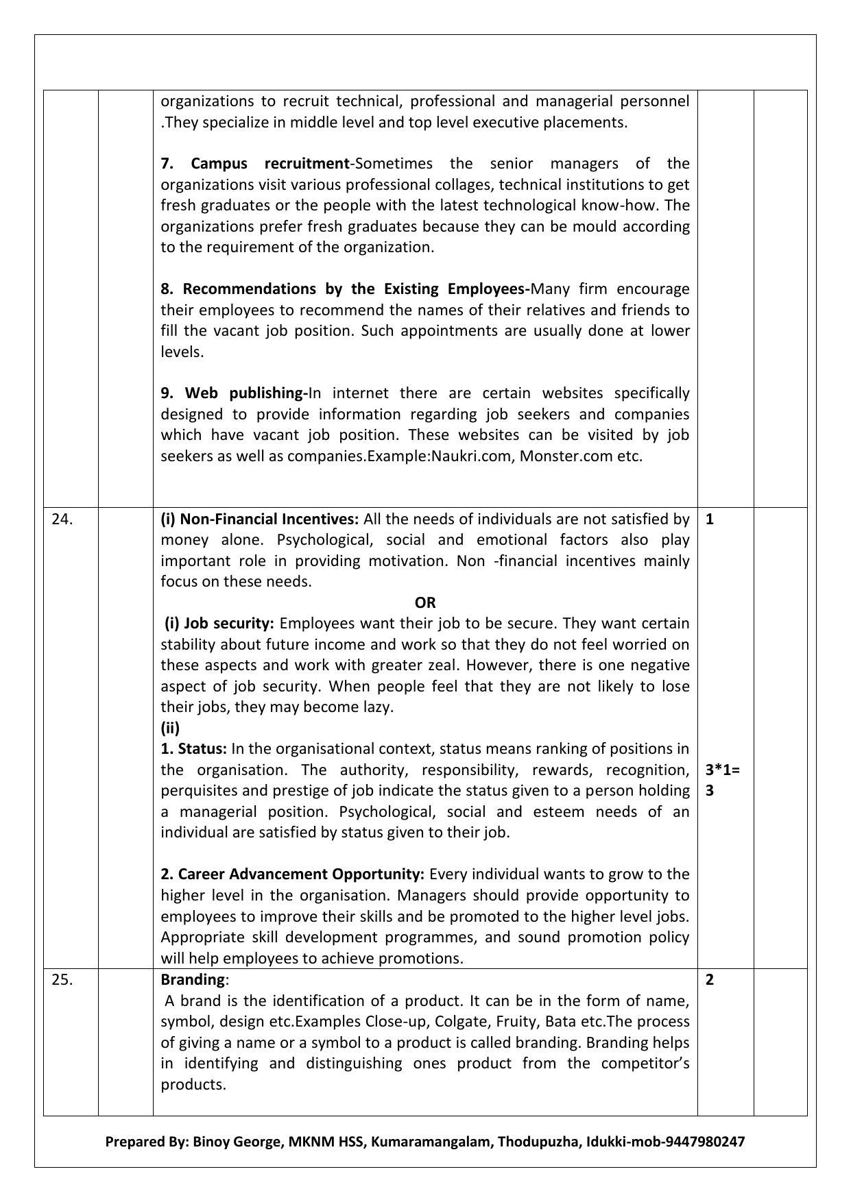 Kerala Plus Two 2020 Business Studies Model Answer Key - Page 5