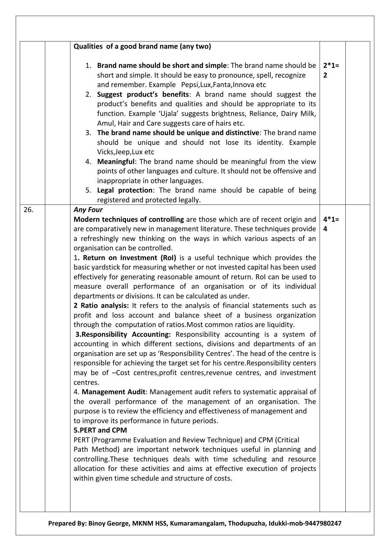 Kerala Plus Two 2020 Business Studies Model Answer Key - Page 6