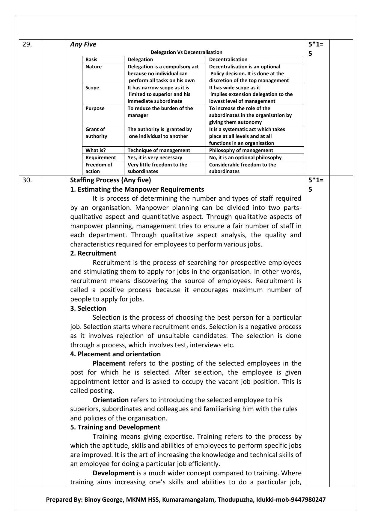 Kerala Plus Two 2020 Business Studies Model Answer Key - Page 9