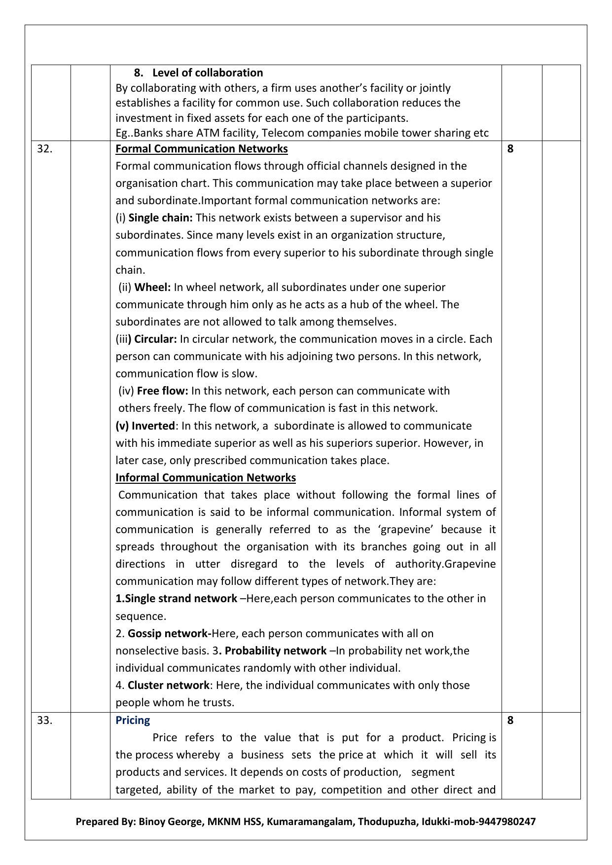 Kerala Plus Two 2020 Business Studies Model Answer Key - Page 11