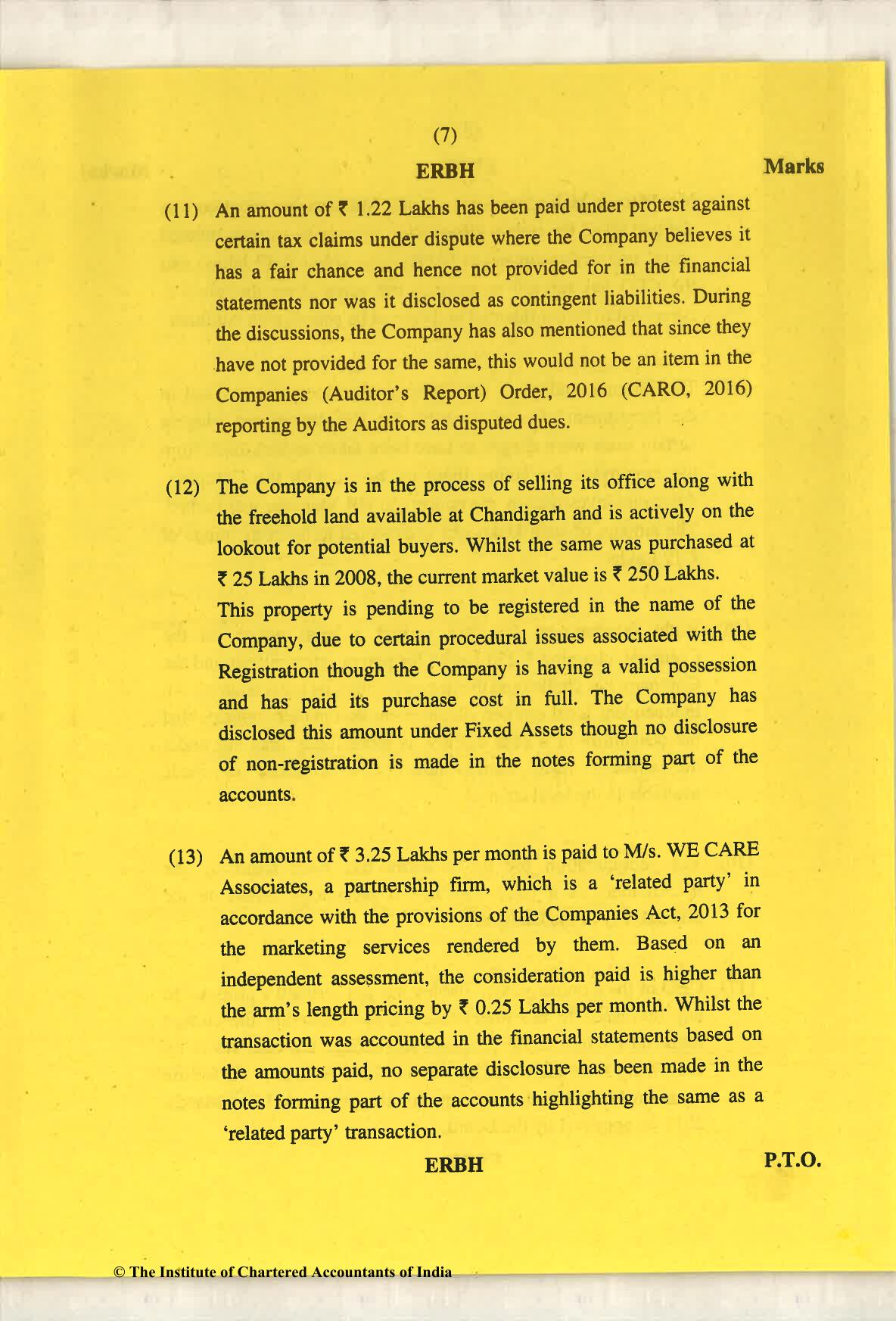 CA Final May 2018 Question Paper - Paper 6F – Multidisciplinary Case Study - Page 7