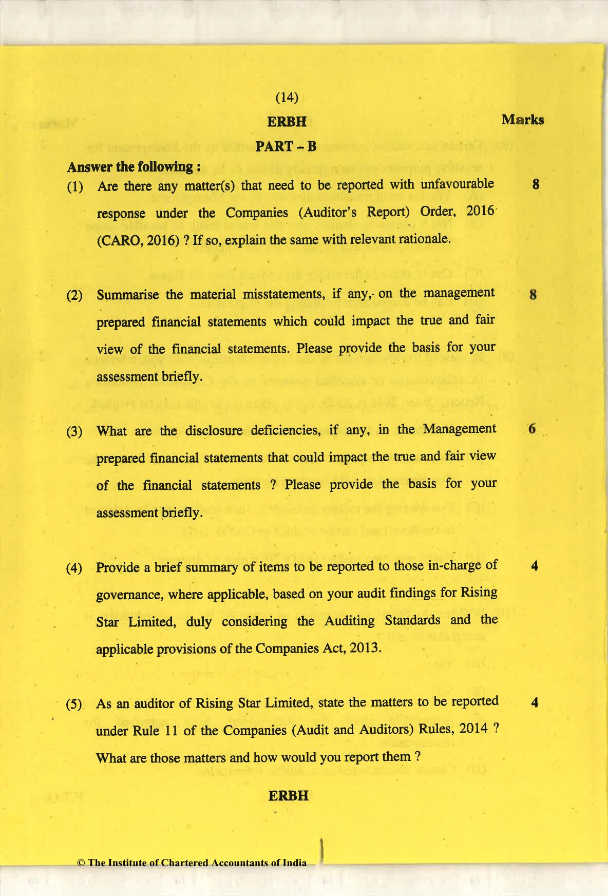 CA Final May 2018 Question Paper - Paper 6F – Multidisciplinary Case Study - Page 14