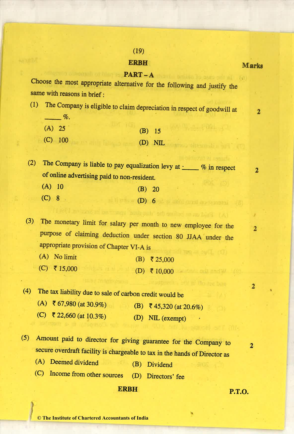 CA Final May 2018 Question Paper - Paper 6F – Multidisciplinary Case Study - Page 19