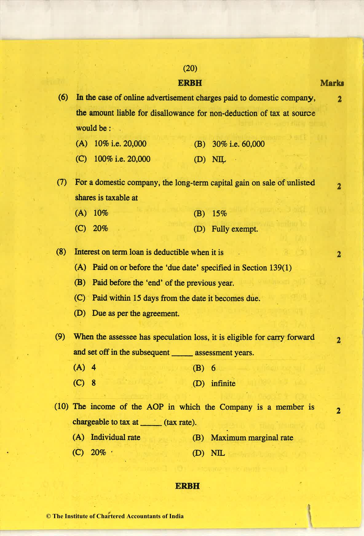 CA Final May 2018 Question Paper - Paper 6F – Multidisciplinary Case Study - Page 20