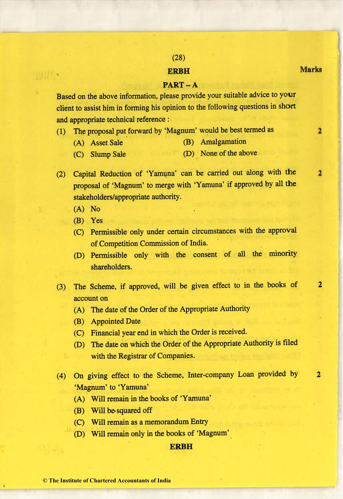 CA Final May 2018 Question Paper - Paper 6F – Multidisciplinary Case Study - Page 28