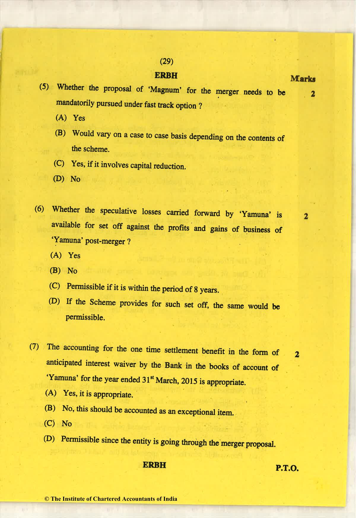 CA Final May 2018 Question Paper - Paper 6F – Multidisciplinary Case Study - Page 29
