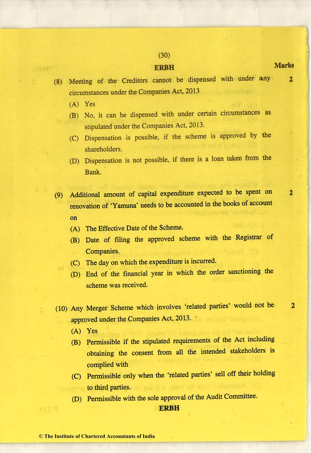 CA Final May 2018 Question Paper - Paper 6F – Multidisciplinary Case Study - Page 30