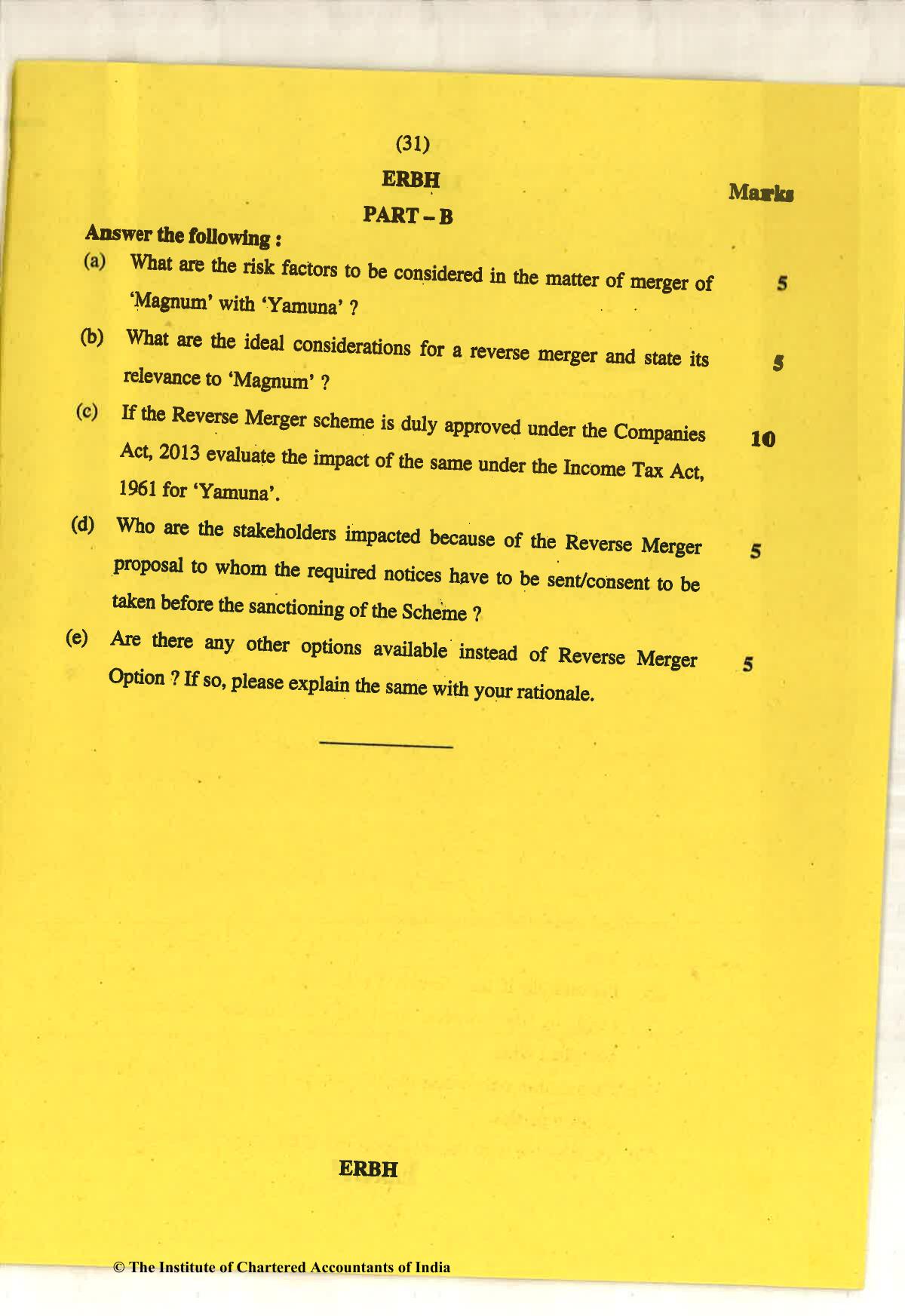 CA Final May 2018 Question Paper - Paper 6F – Multidisciplinary Case Study - Page 31