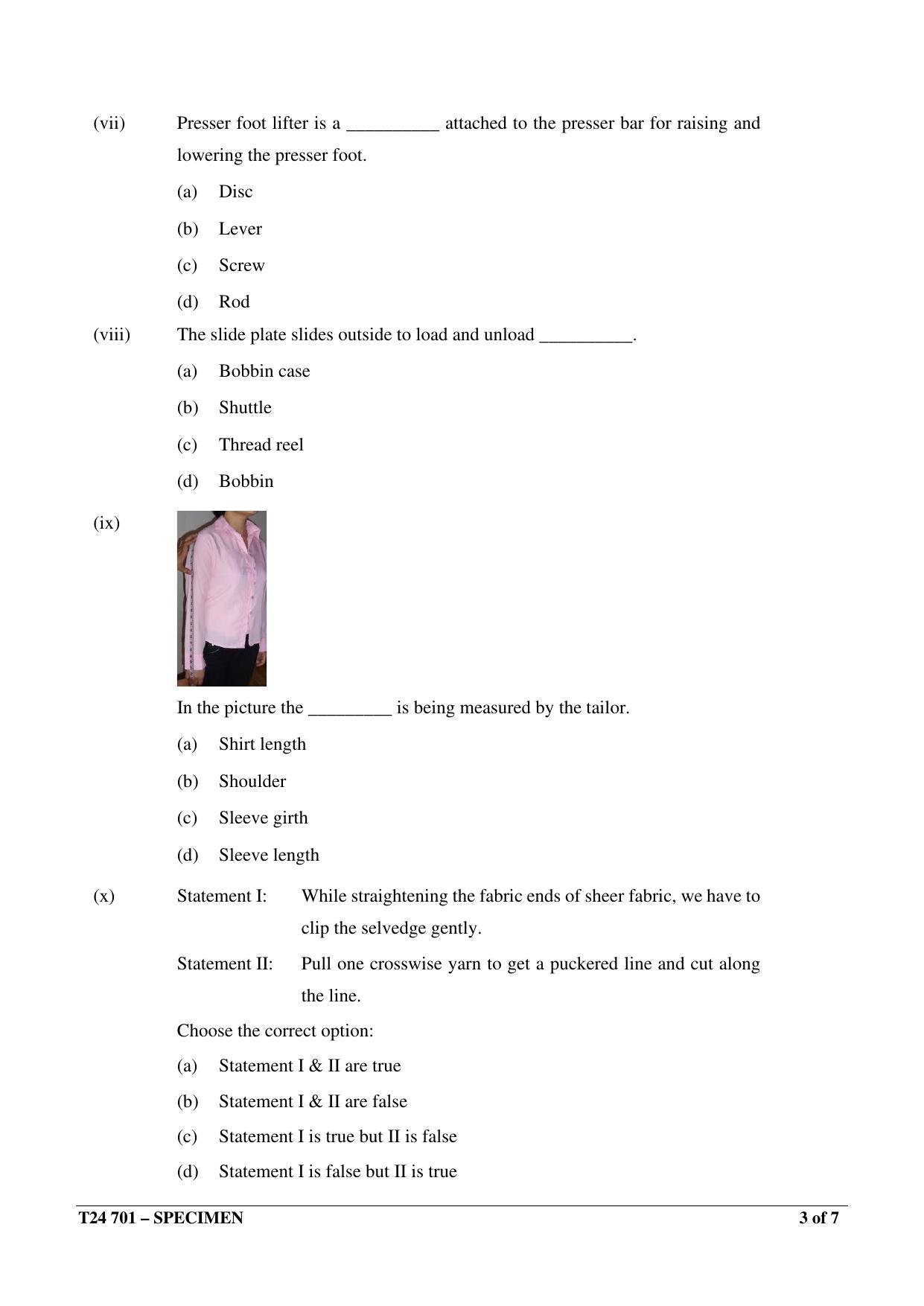 ICSE Class 10  2024 FASHION DESIGNING Sample Paper - Page 3