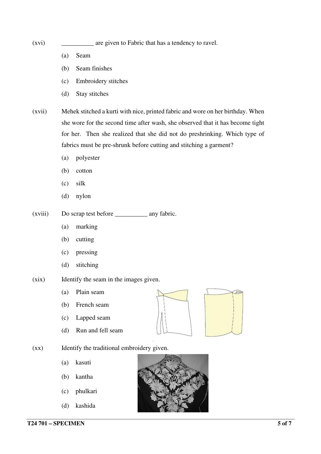 ICSE Class 10  2024 FASHION DESIGNING Sample Paper - Page 5