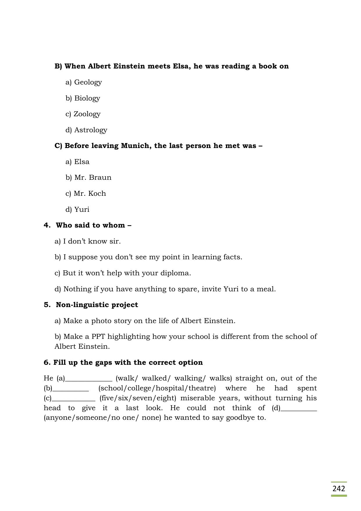 CBSE Worksheets for Class 11 English Albert Einstein at school questions answers - Page 2