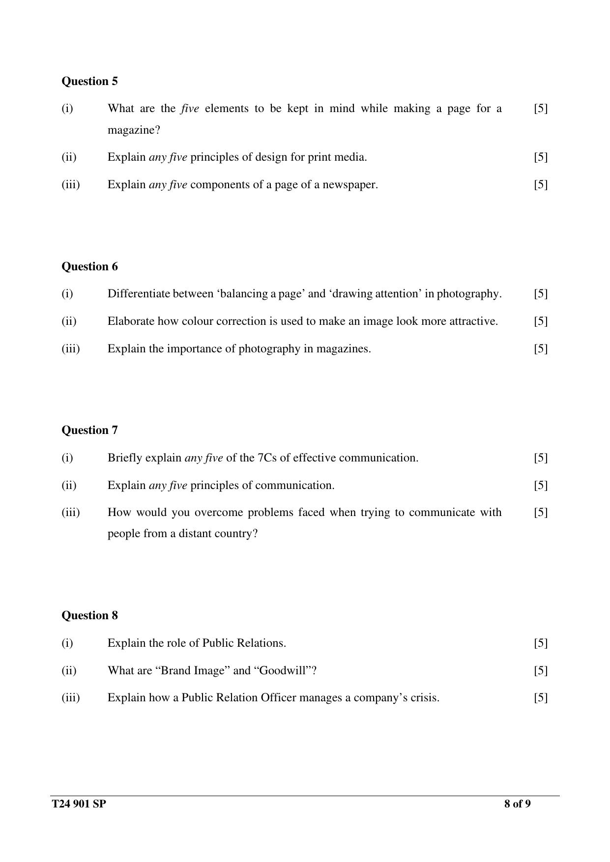 ICSE Class 10  2024 MASS MEDIA & COMMUNICATION Sample Paper - Page 8