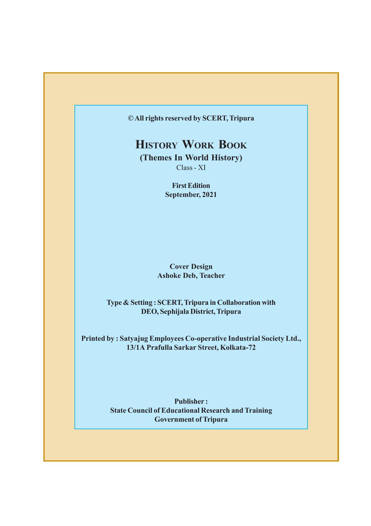 Tripura Board Class 11 History English Version Workbooks - Page 2