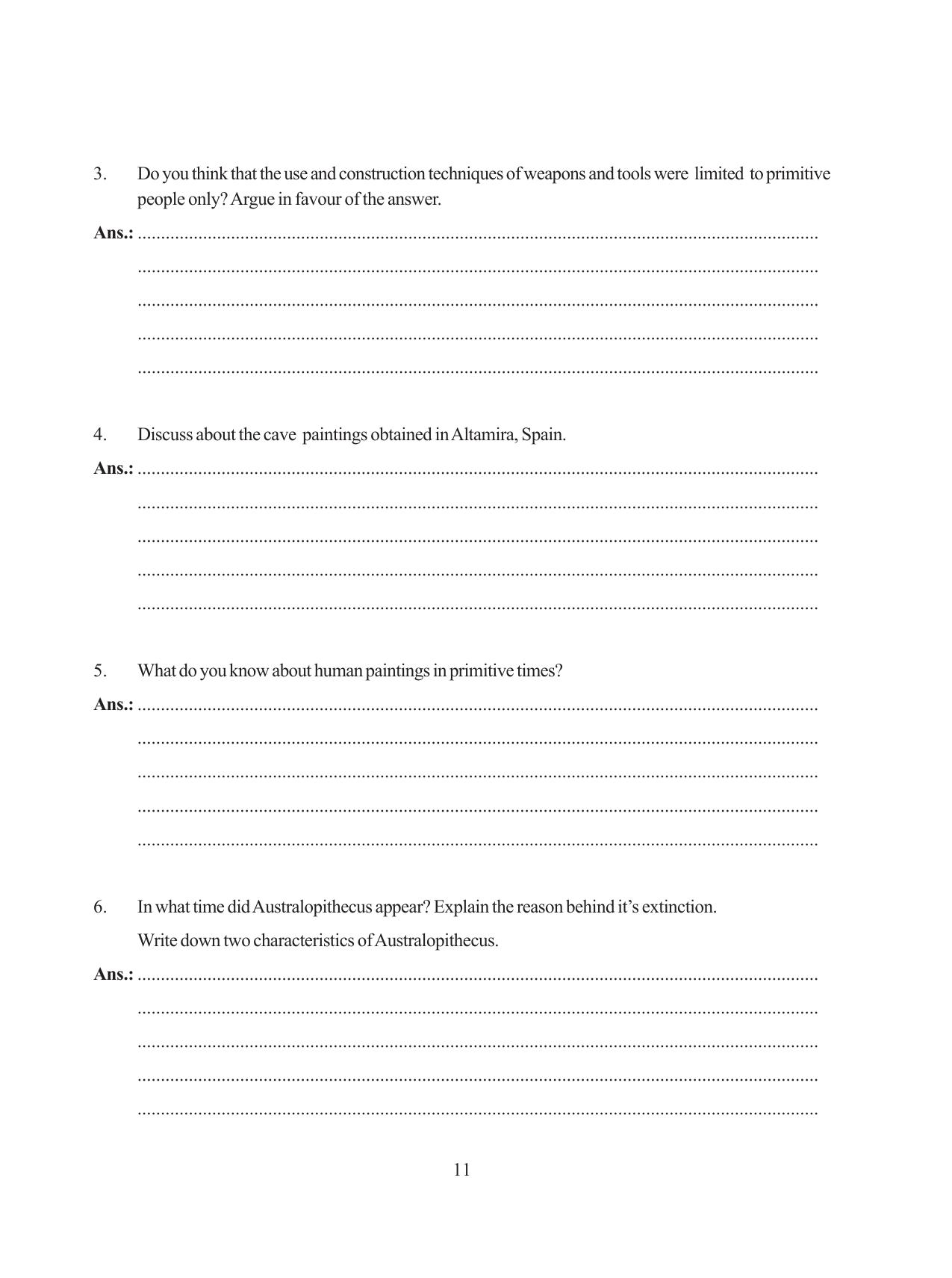 Tripura Board Class 11 History English Version Workbooks - Page 11