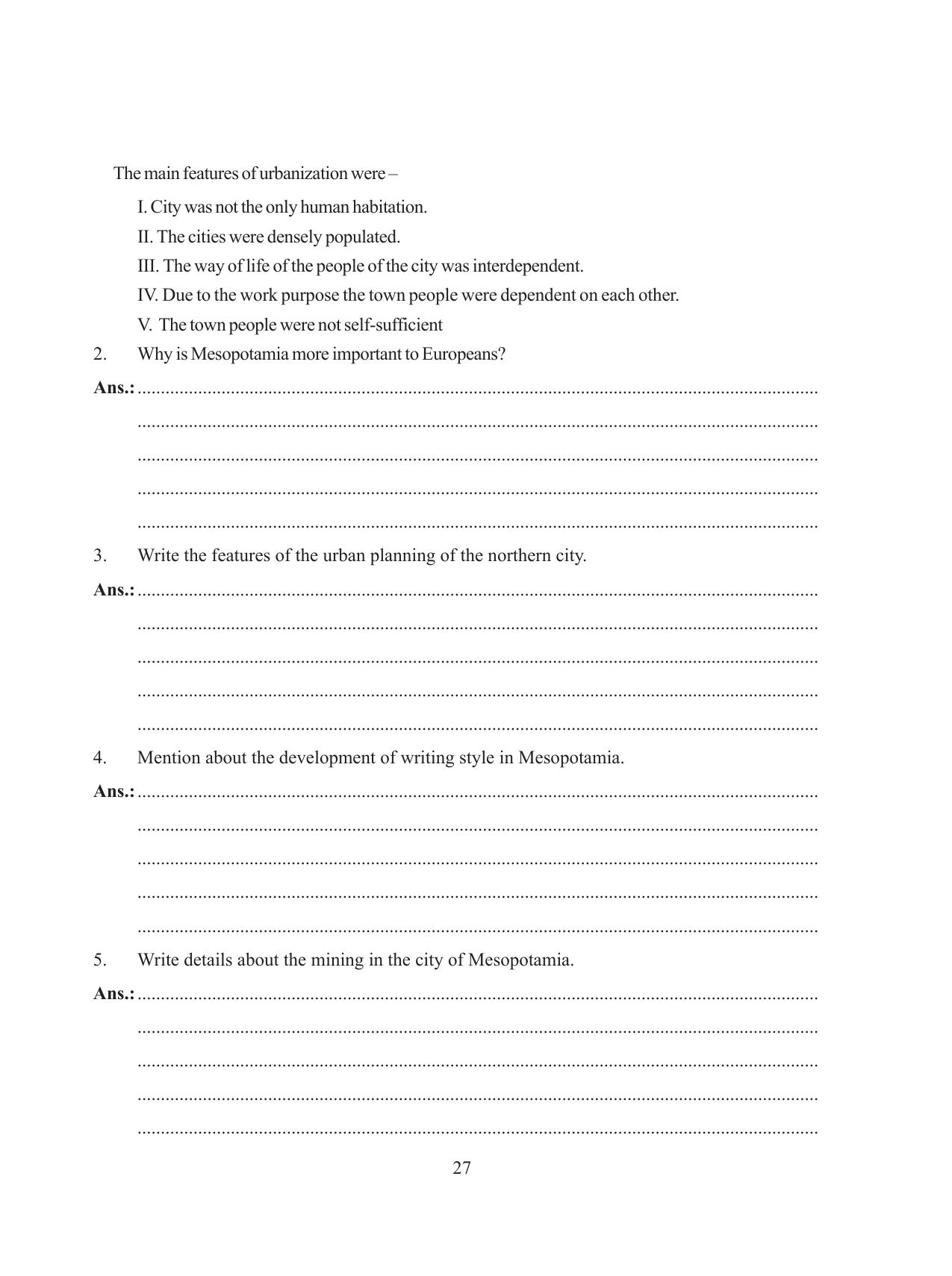 Tripura Board Class 11 History English Version Workbooks - Page 27