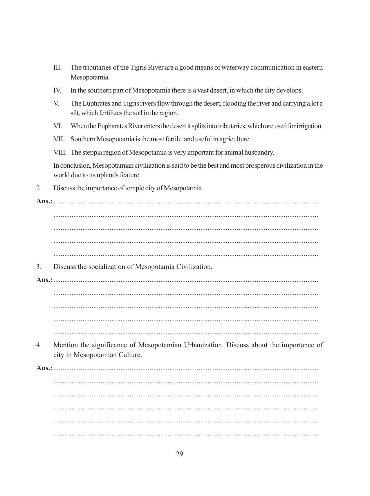 Tripura Board Class 11 History English Version Workbooks - Page 29