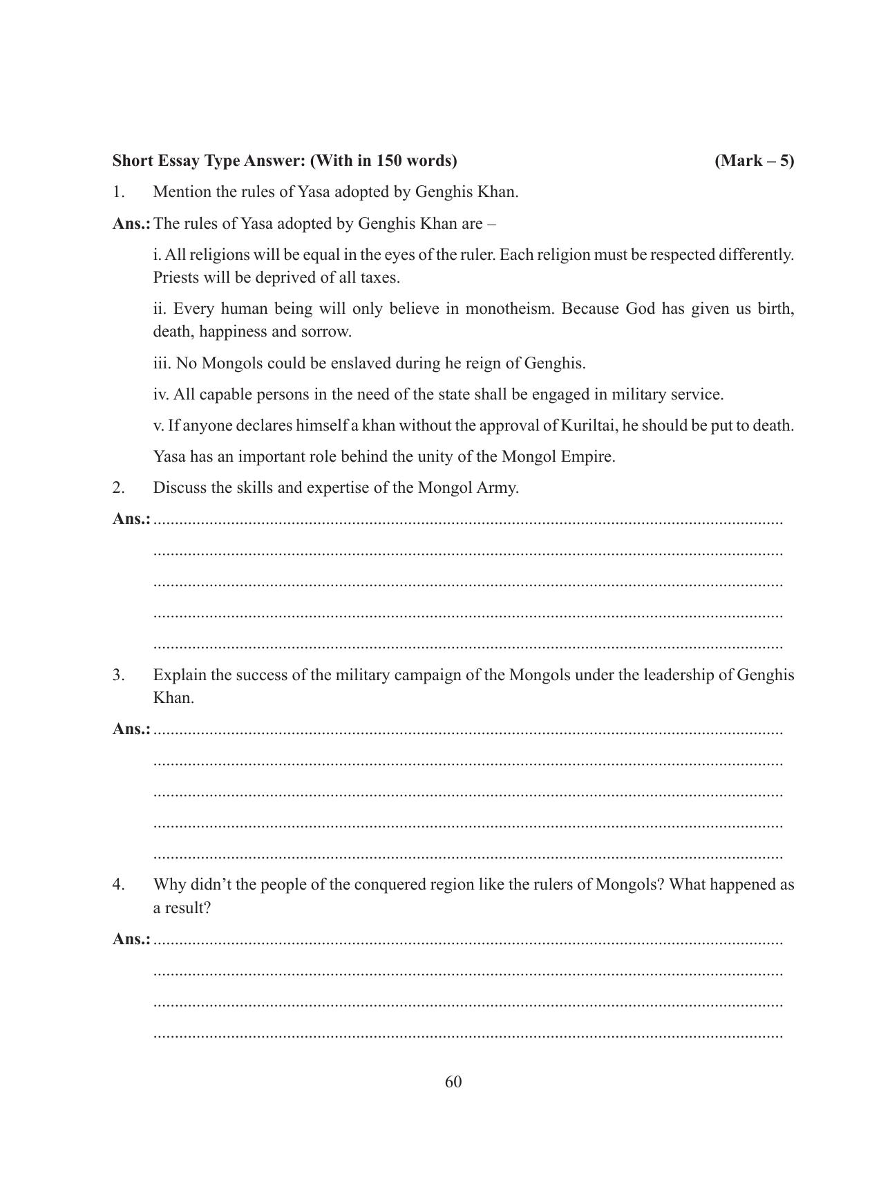 Tripura Board Class 11 History English Version Workbooks - Page 60