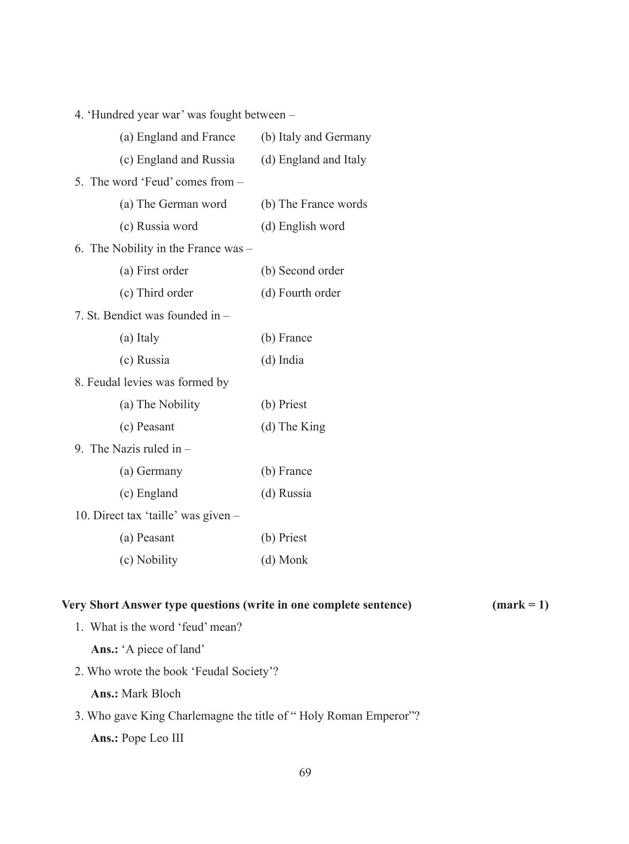 Tripura Board Class 11 History English Version Workbooks - Page 69