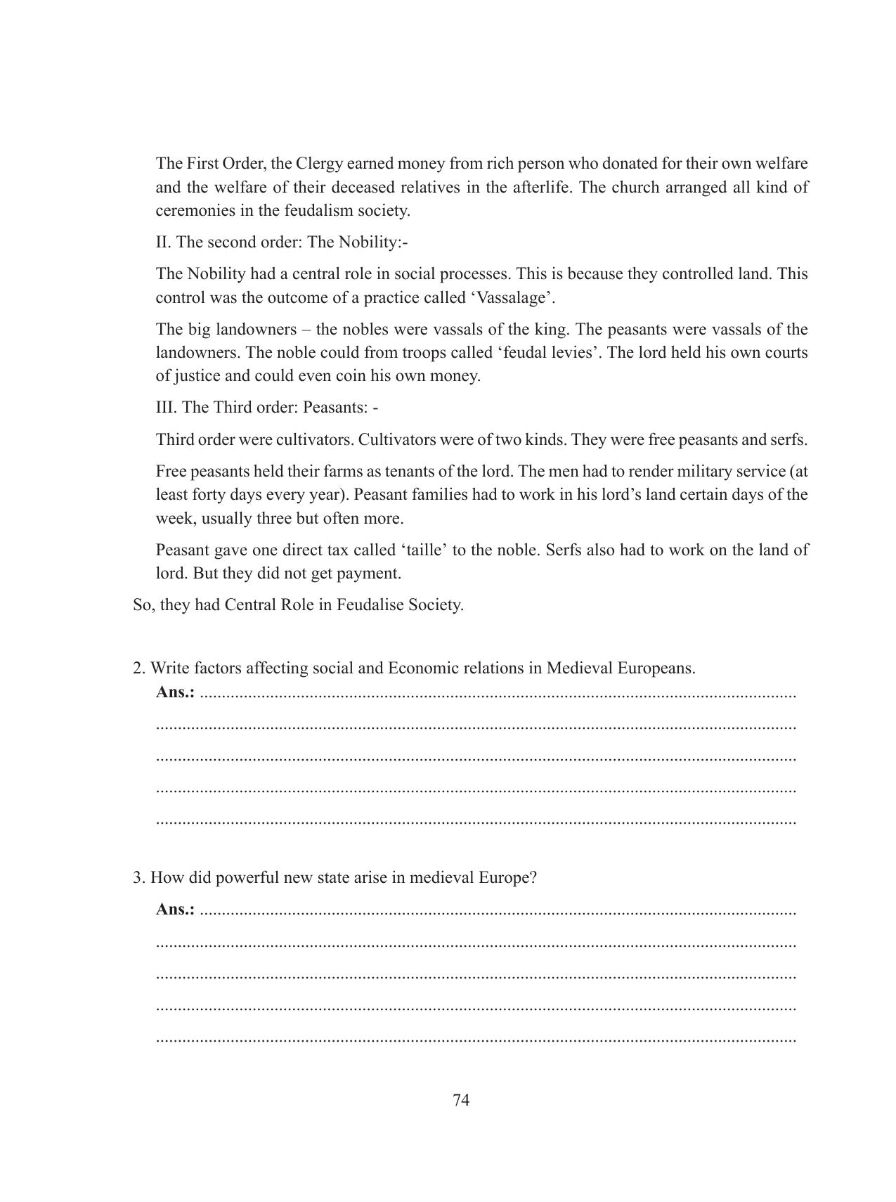 Tripura Board Class 11 History English Version Workbooks - Page 74