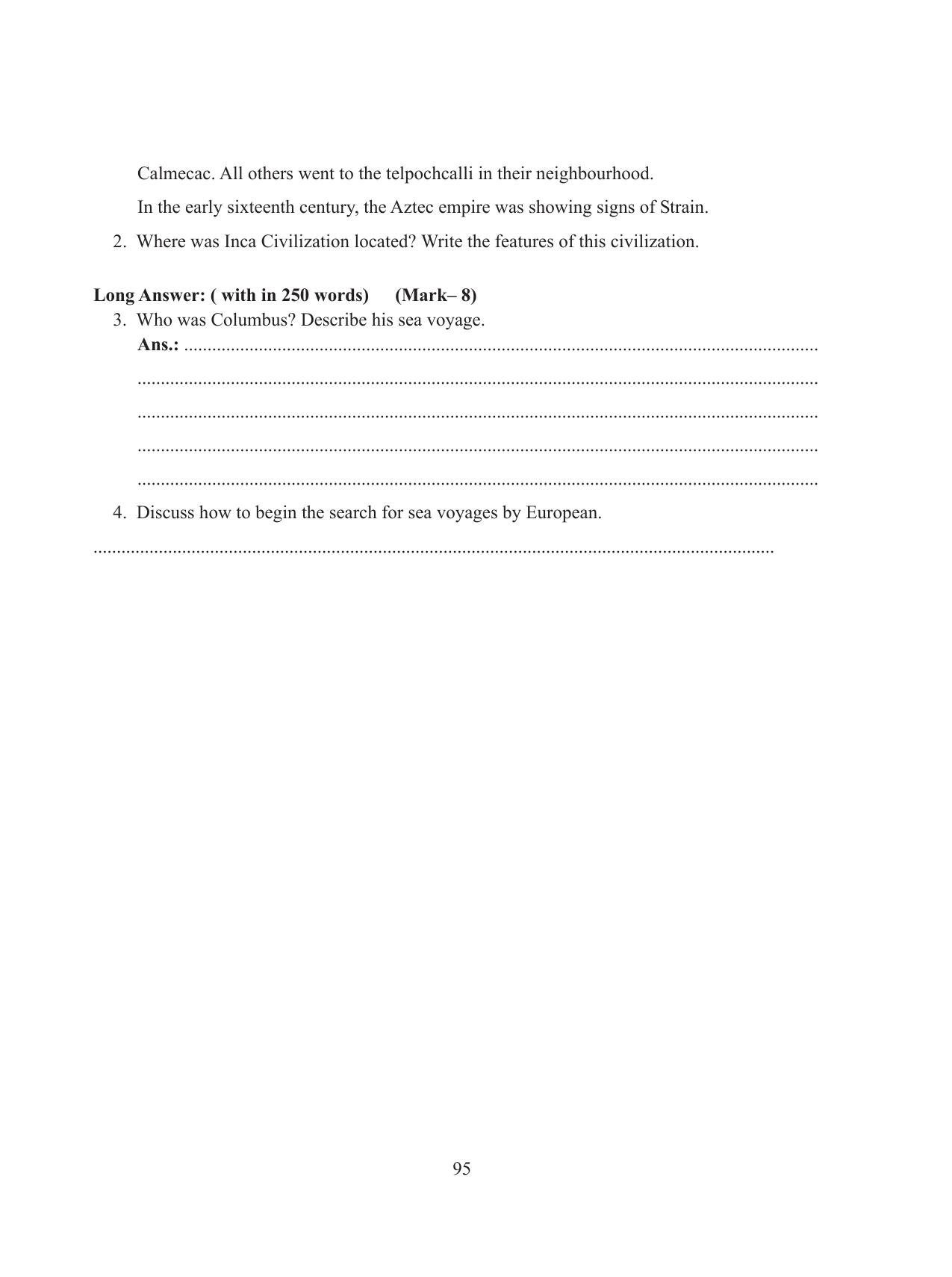 Tripura Board Class 11 History English Version Workbooks - Page 95