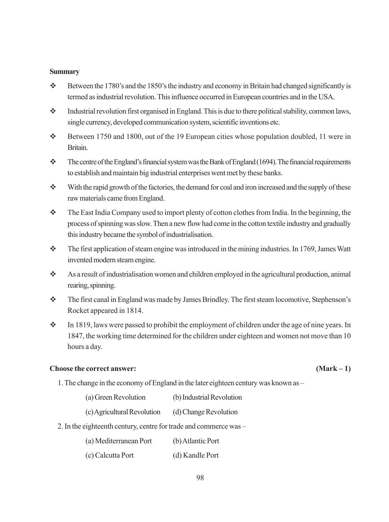 Tripura Board Class 11 History English Version Workbooks - Page 98