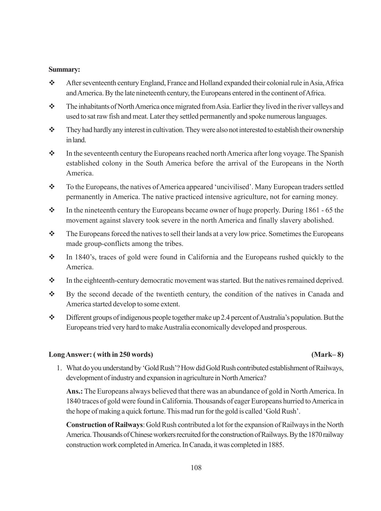 Tripura Board Class 11 History English Version Workbooks - Page 108