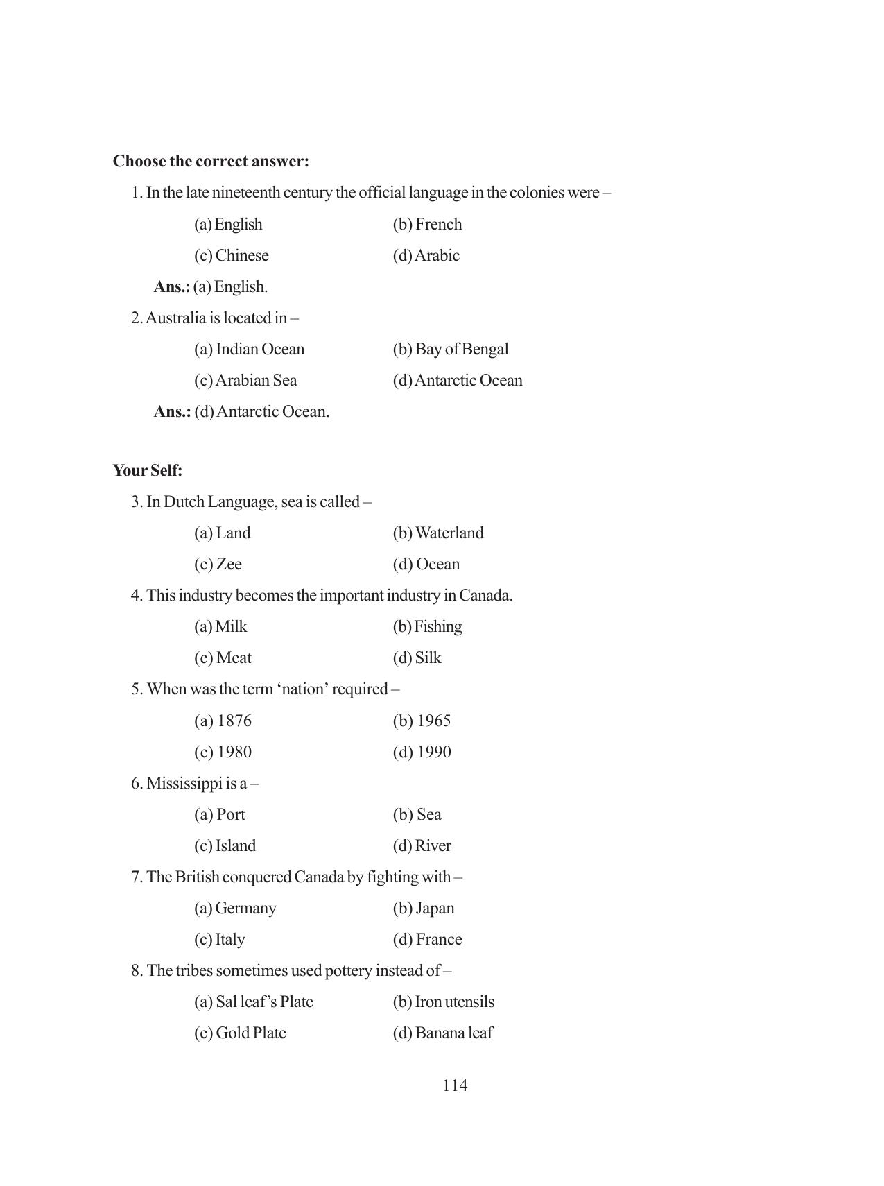 Tripura Board Class 11 History English Version Workbooks - Page 114