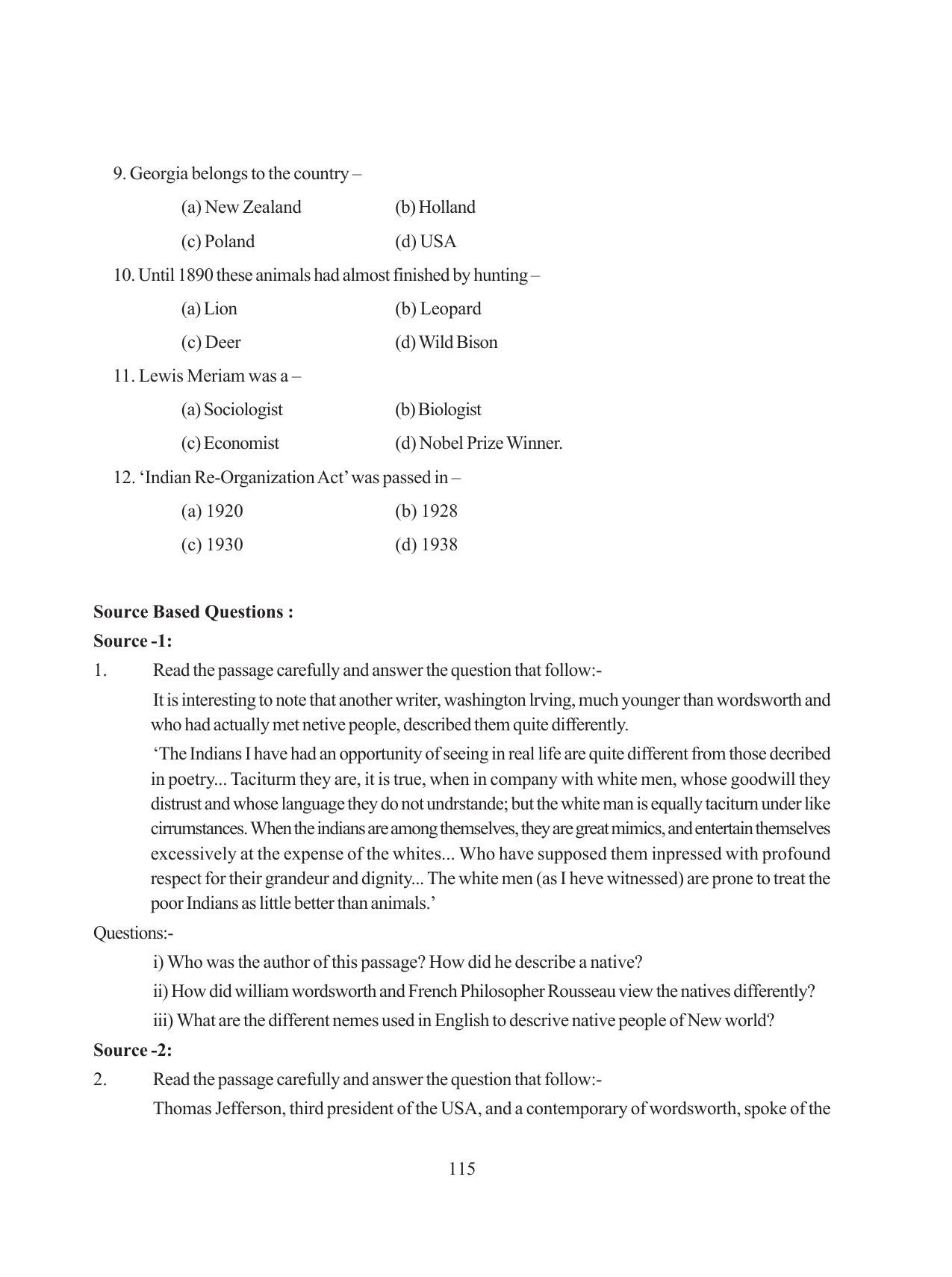 Tripura Board Class 11 History English Version Workbooks - Page 115