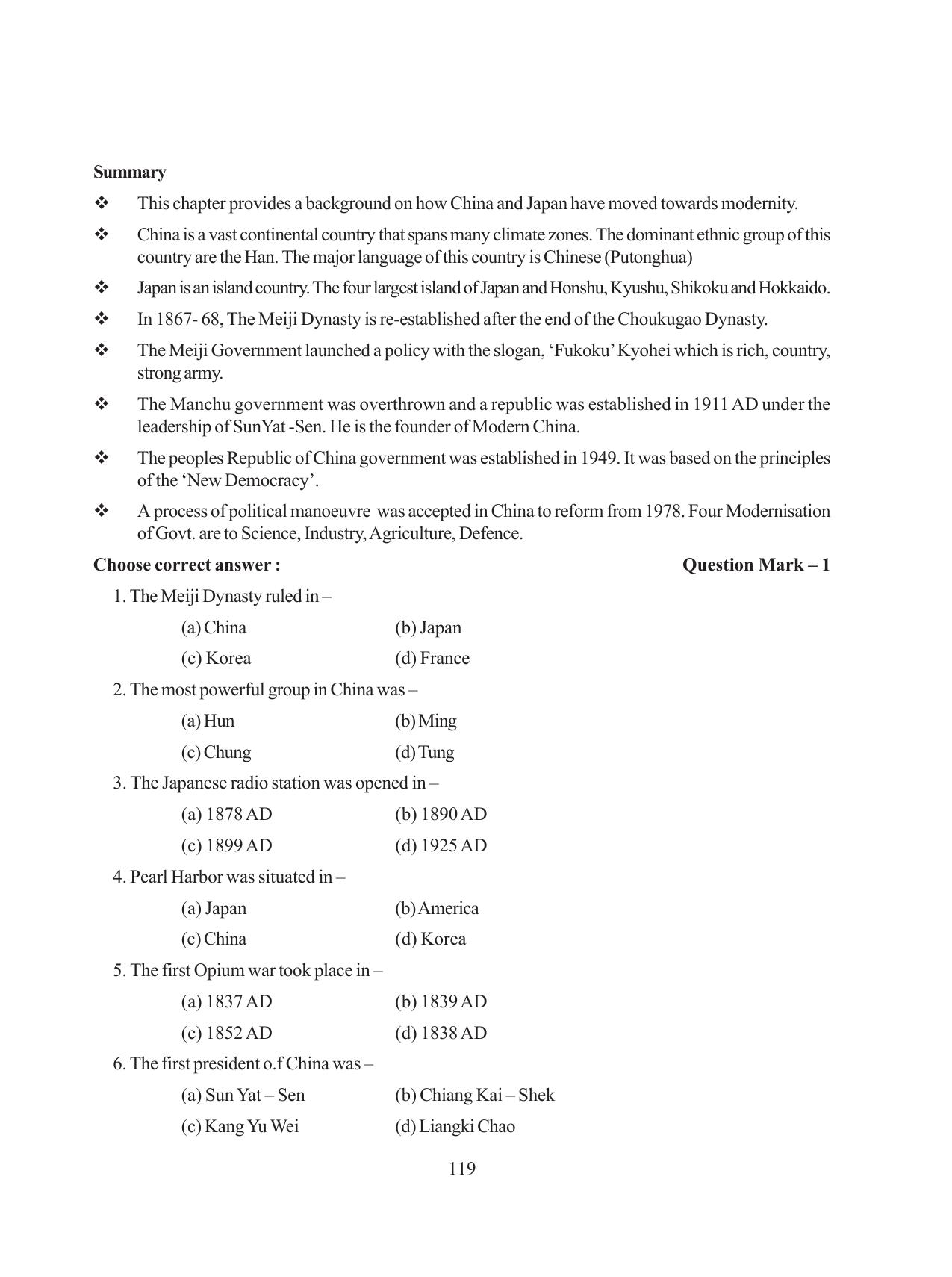 Tripura Board Class 11 History English Version Workbooks - Page 119