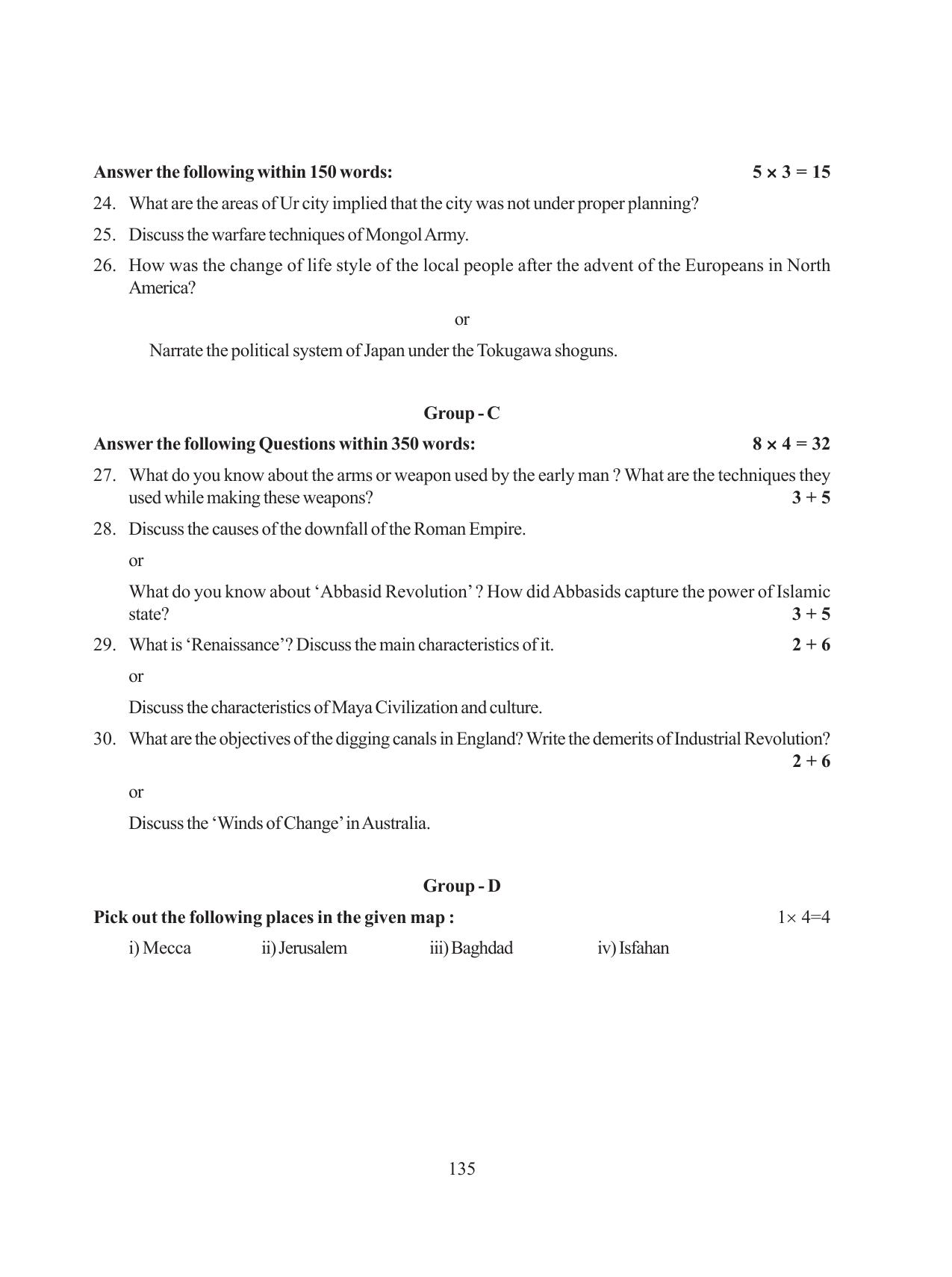 Tripura Board Class 11 History English Version Workbooks - Page 135