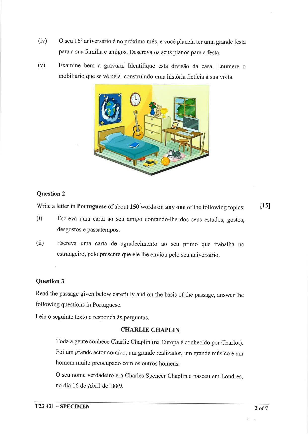 ICSE Class 10 Portuguese Sample Paper 2023 - Page 2