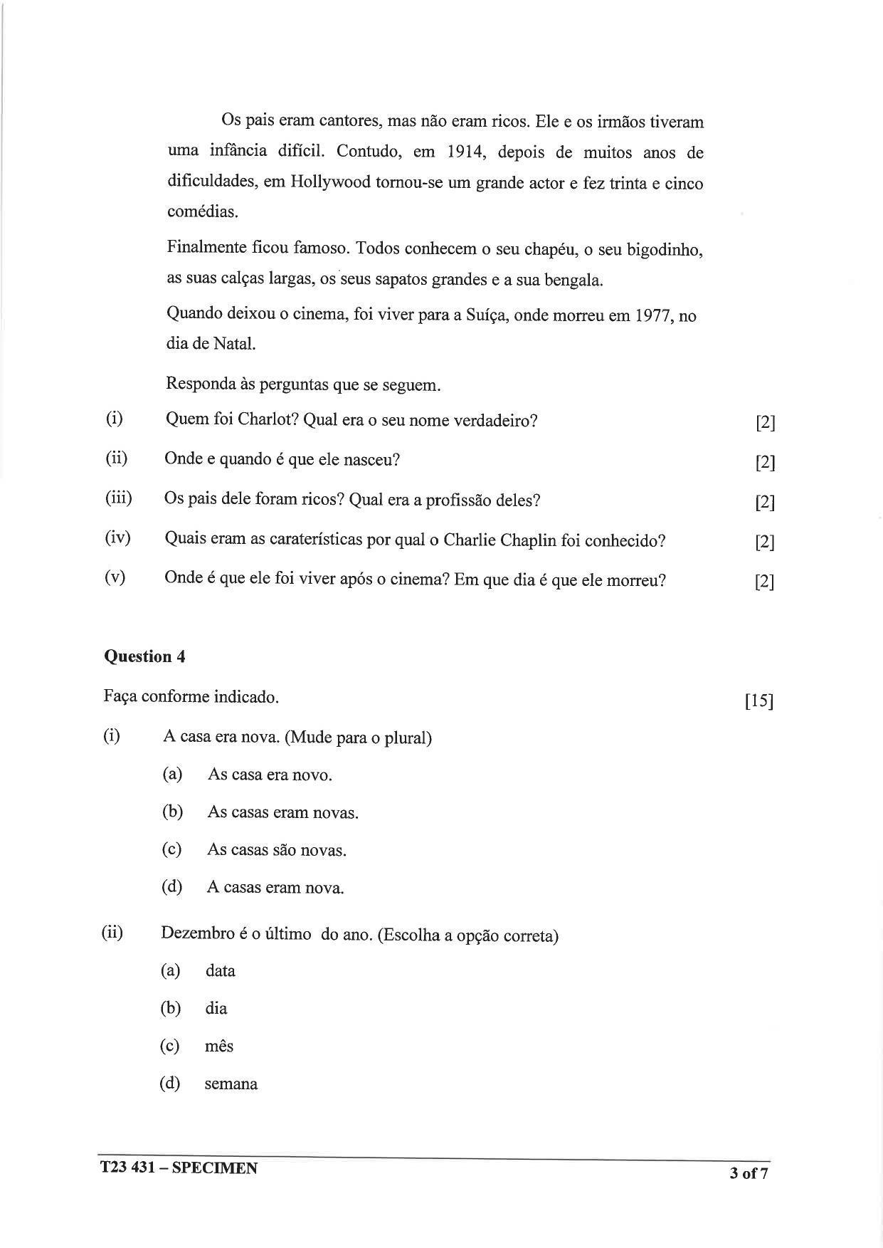 ICSE Class 10 Portuguese Sample Paper 2023 - Page 3