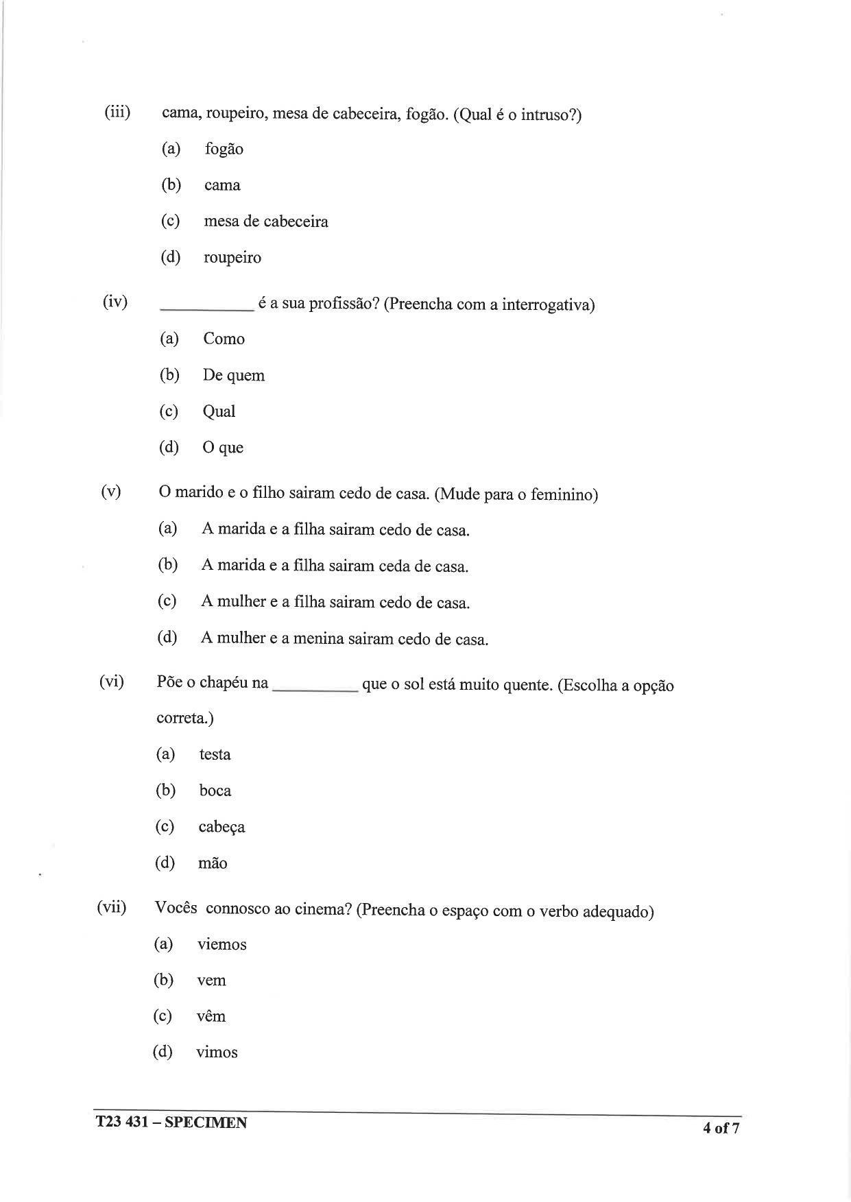 ICSE Class 10 Portuguese Sample Paper 2023 - Page 4