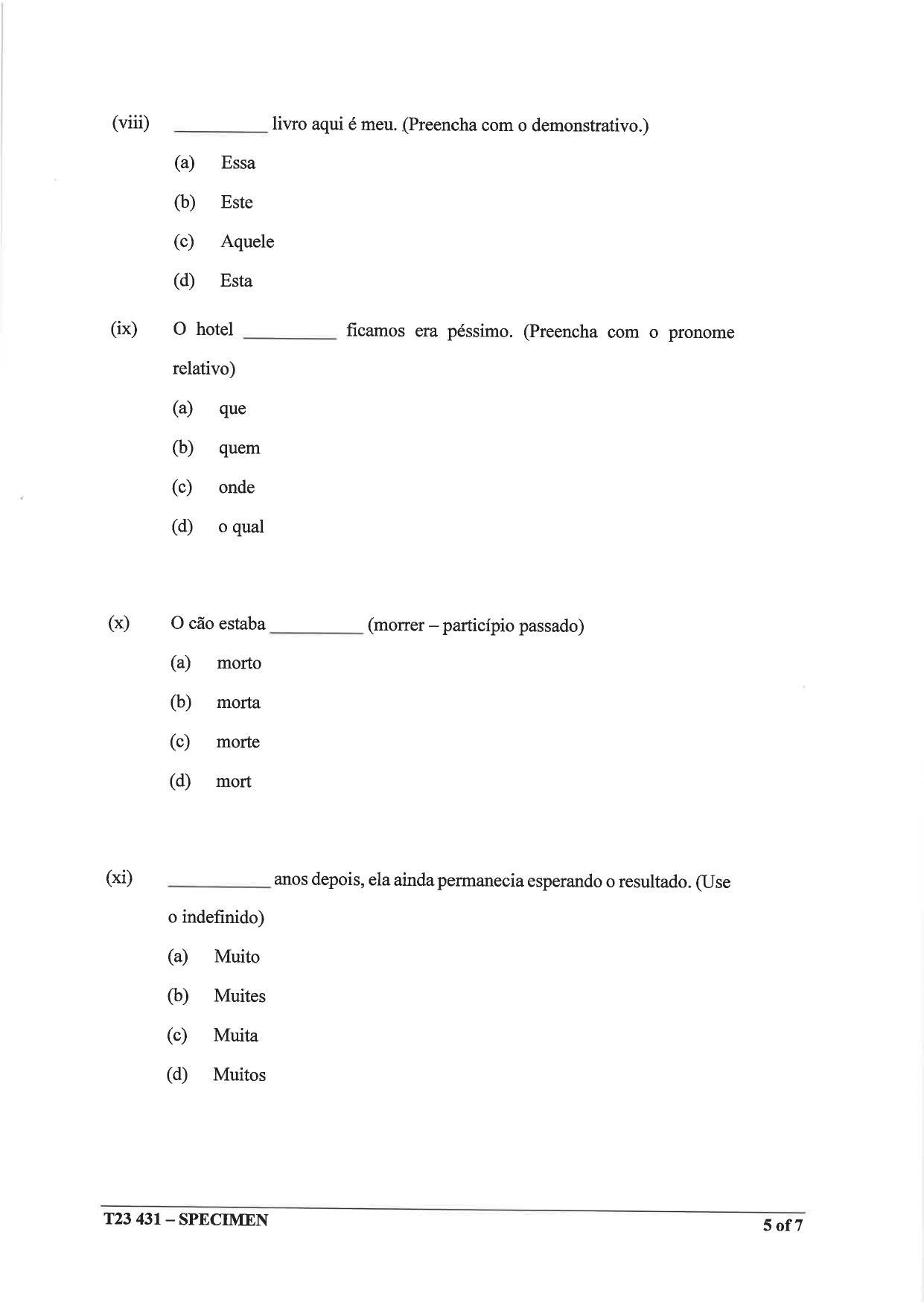 ICSE Class 10 Portuguese Sample Paper 2023 - Page 5