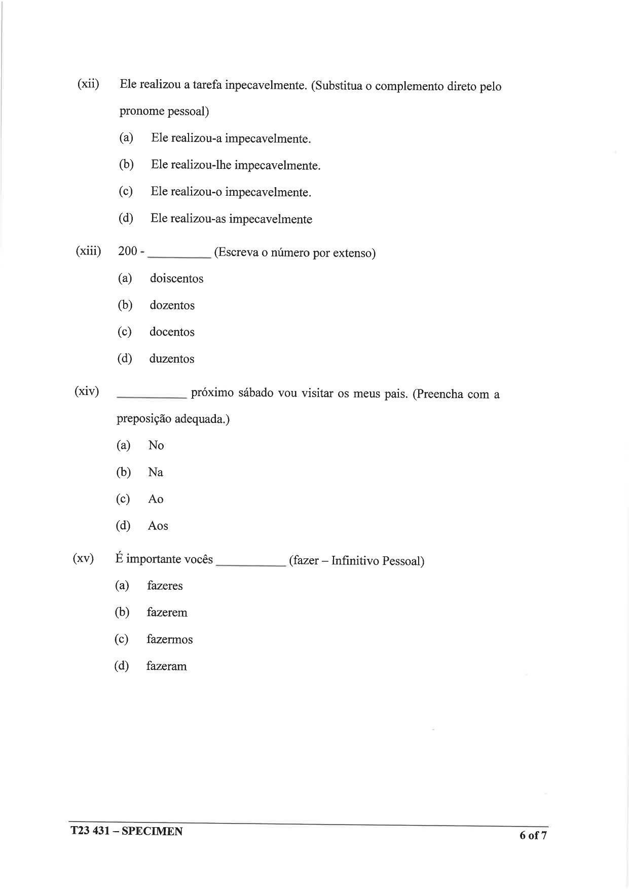 ICSE Class 10 Portuguese Sample Paper 2023 - Page 6