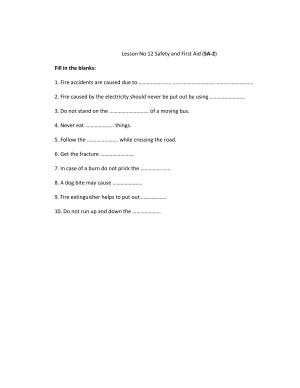 Worksheet for Class 5 Science Safety and First Aid Assignment 2
