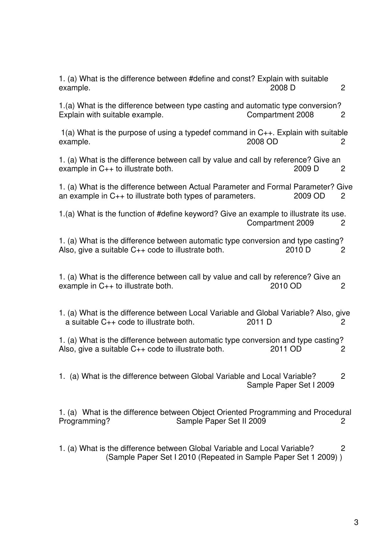 CBSE Worksheets for Class 11 Information Practices Previous year question bank Assignment - Page 3