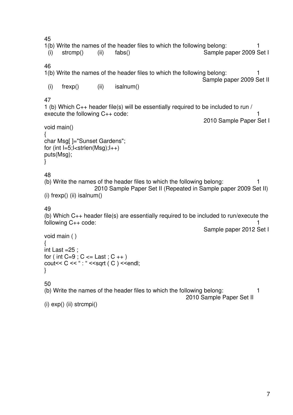 CBSE Worksheets for Class 11 Information Practices Previous year question bank Assignment - Page 7
