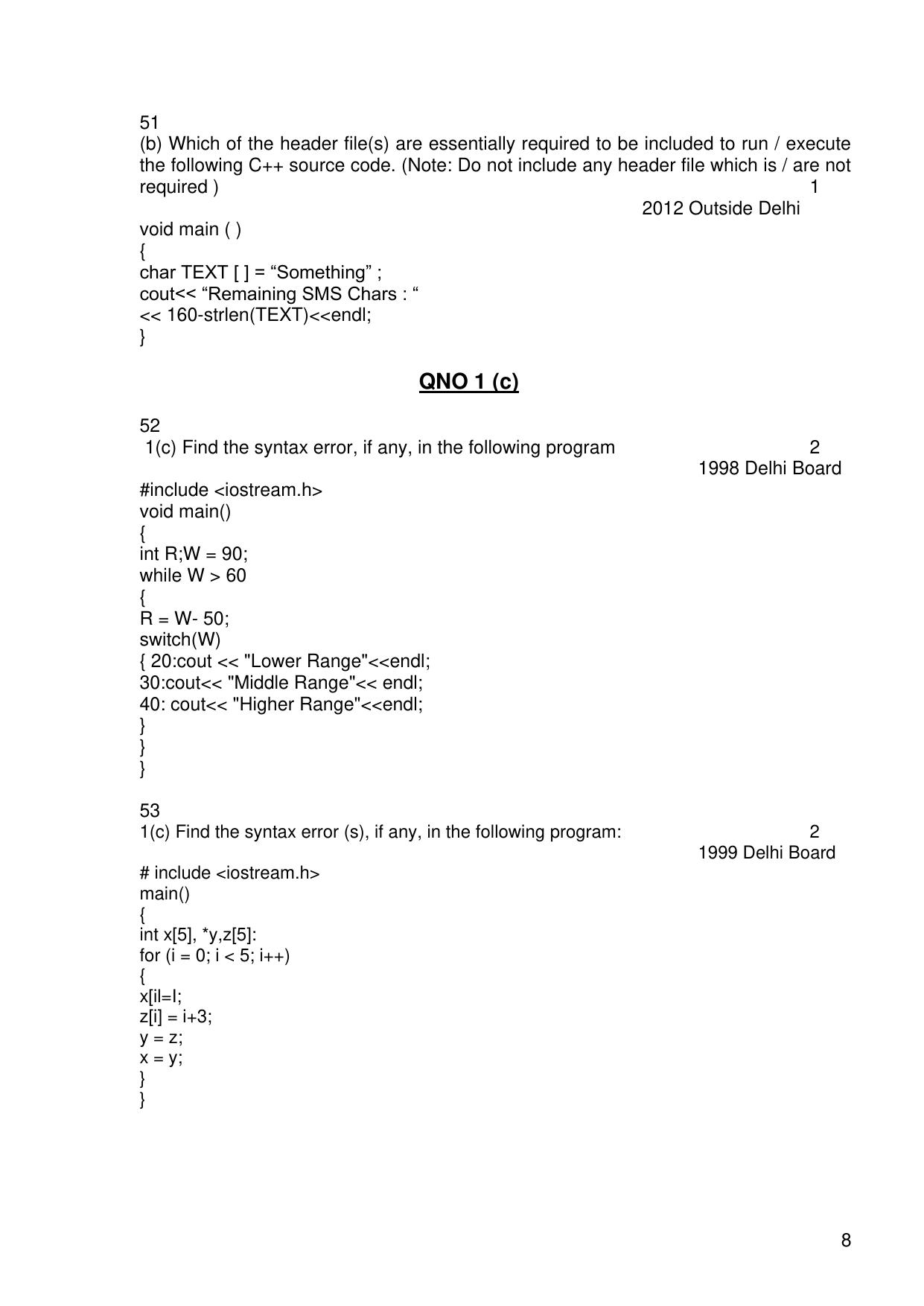 CBSE Worksheets for Class 11 Information Practices Previous year question bank Assignment - Page 8