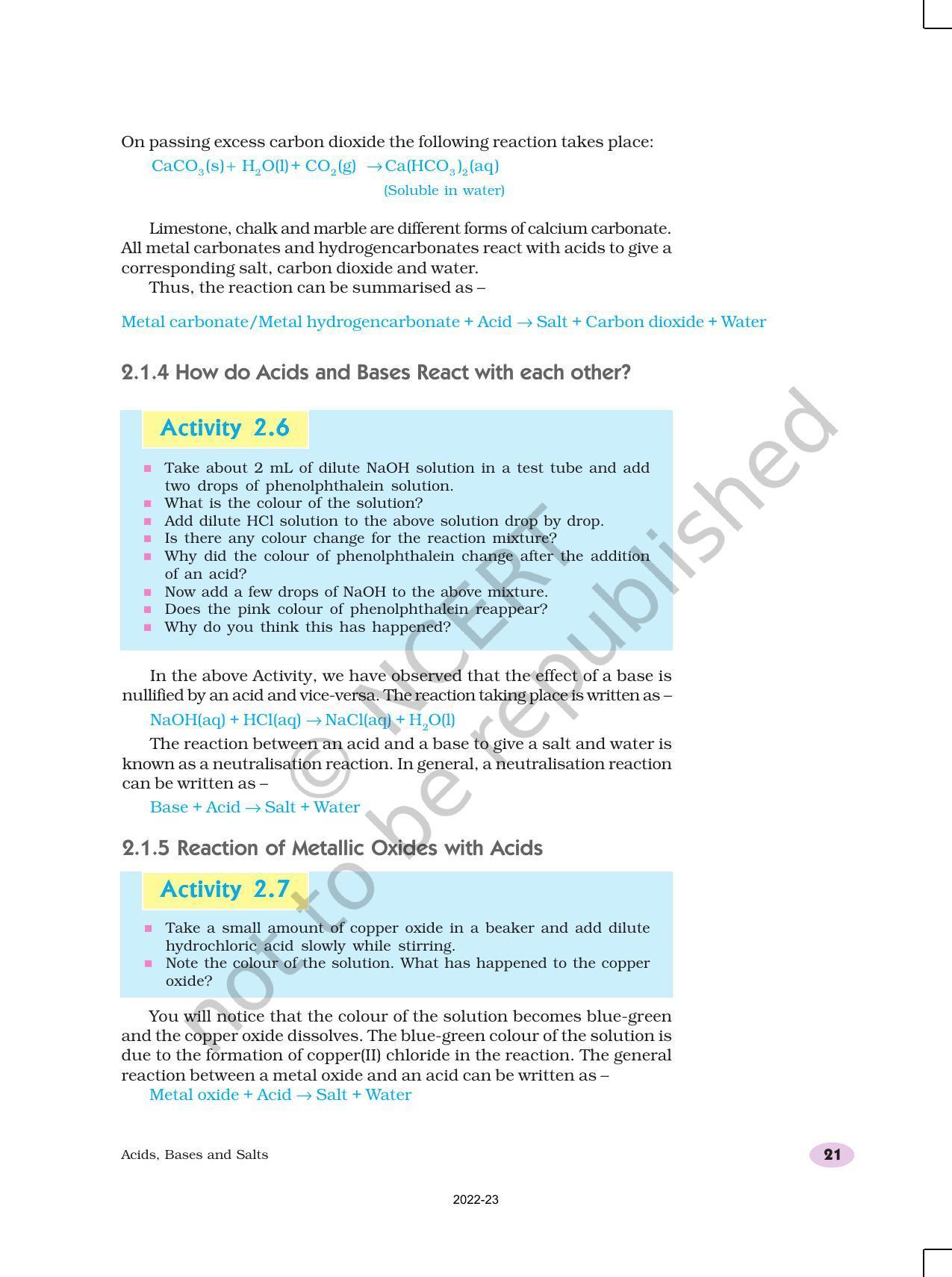 NCERT Book For Class 10 Science Chapter 2 Acids, Bases