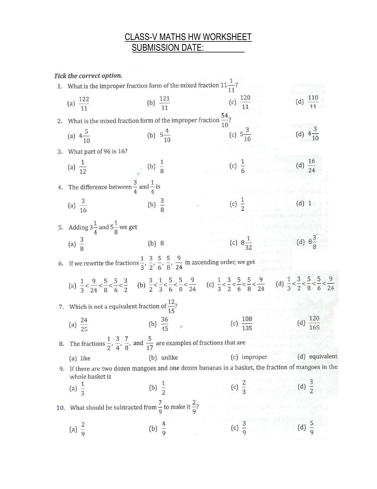 Worksheet for Class 5 Maths Factors Assignment 2 - Page 1