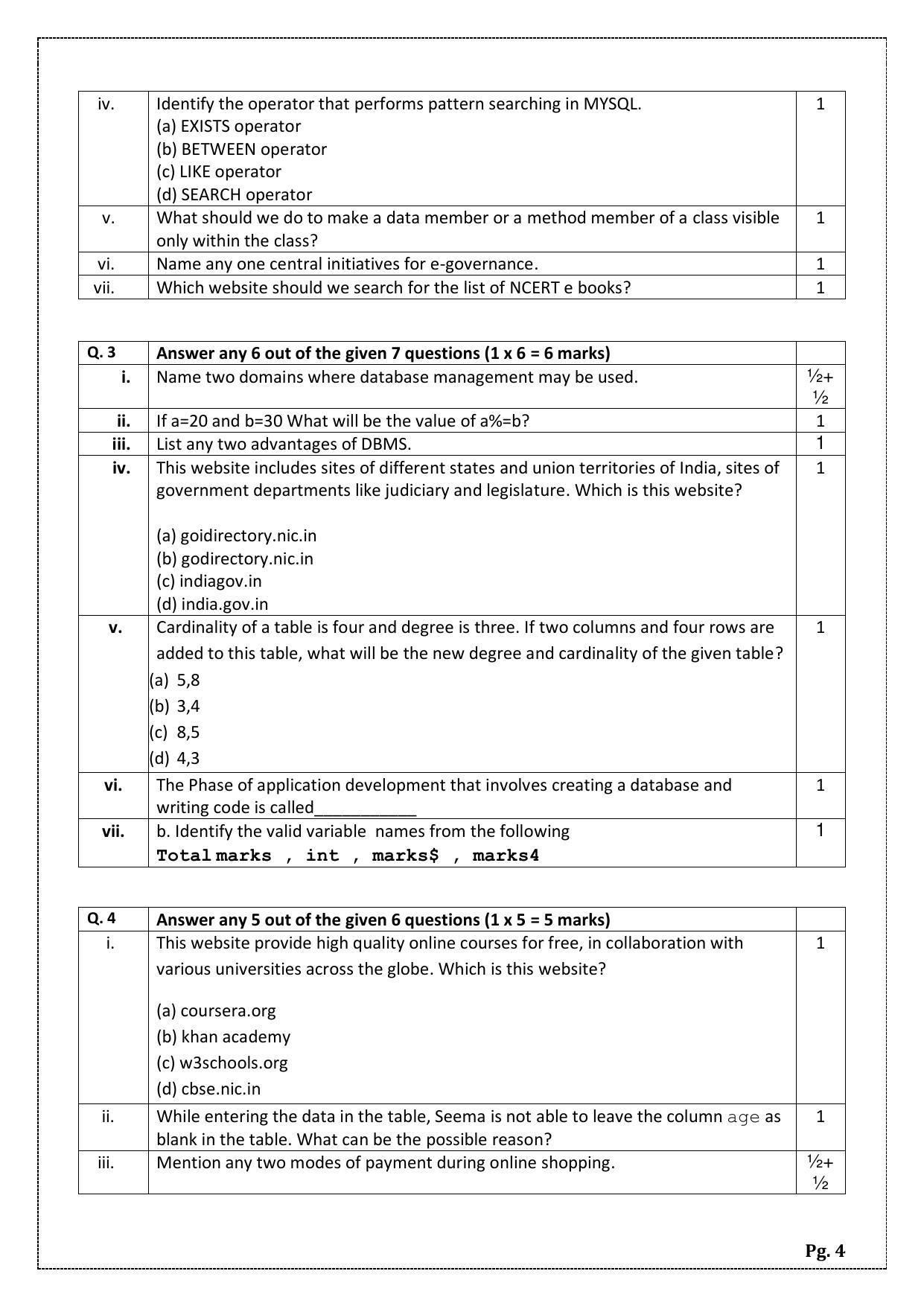 CBSE Class 12 Information Technology Sample Paper - IndCareer Schools