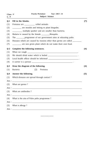 Worksheet for Class 5 Science Skeletal and Nervous System Assignment 35