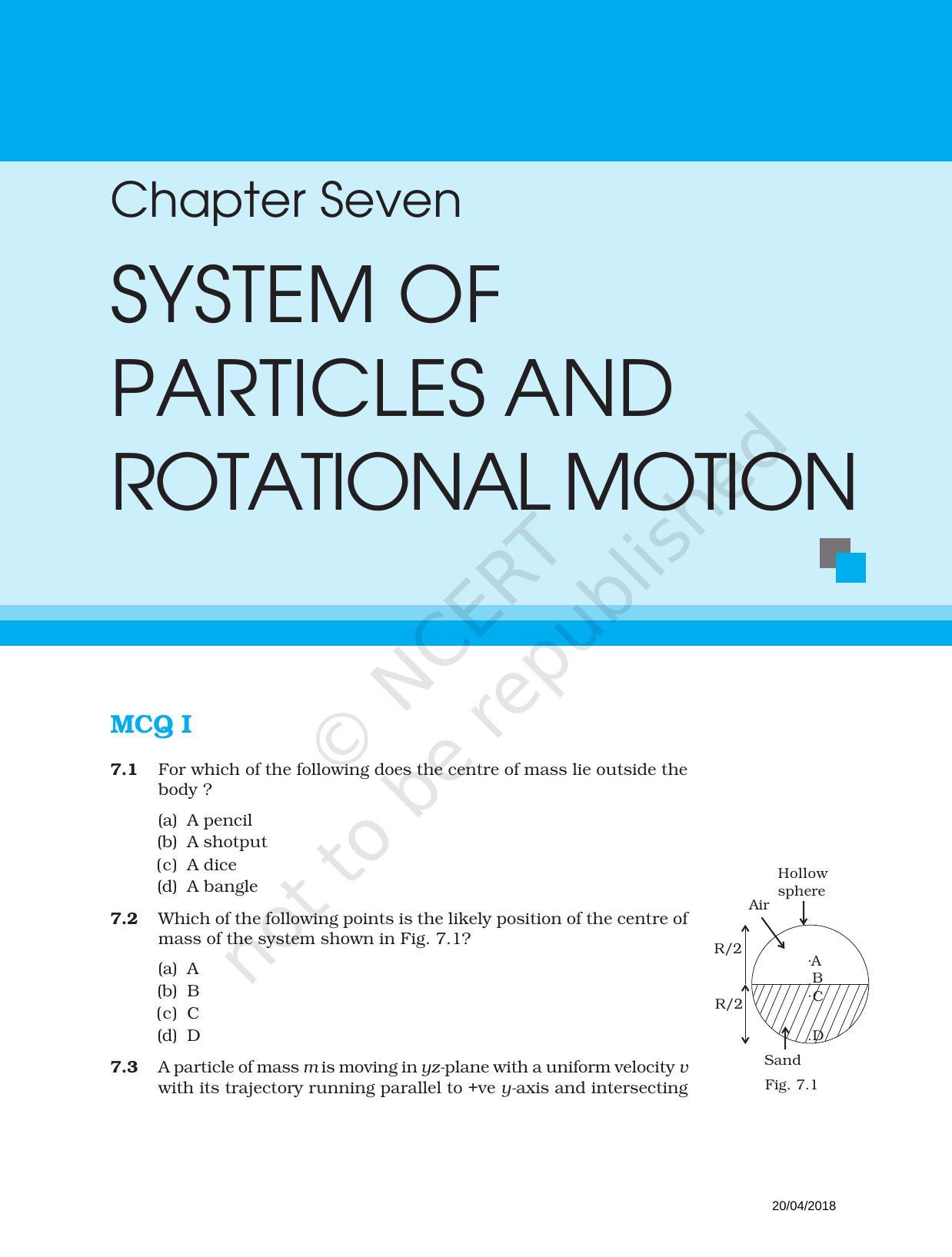 NCERT Exemplar Book for Class 11 Physics: Chapter 6 System of Particles and Rotational Motion - Page 1