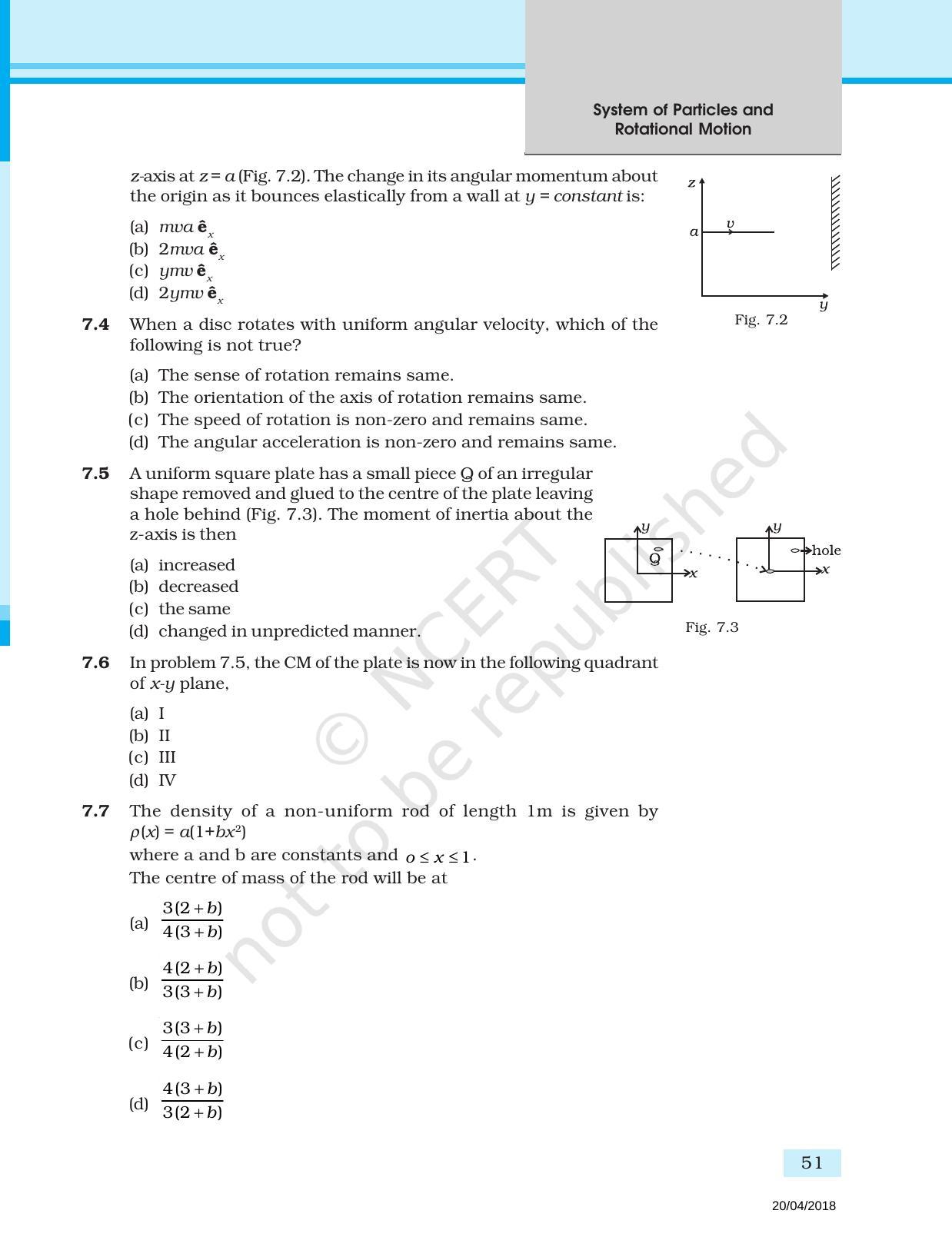 NCERT Exemplar Book for Class 11 Physics: Chapter 6 System of Particles and Rotational Motion - Page 2