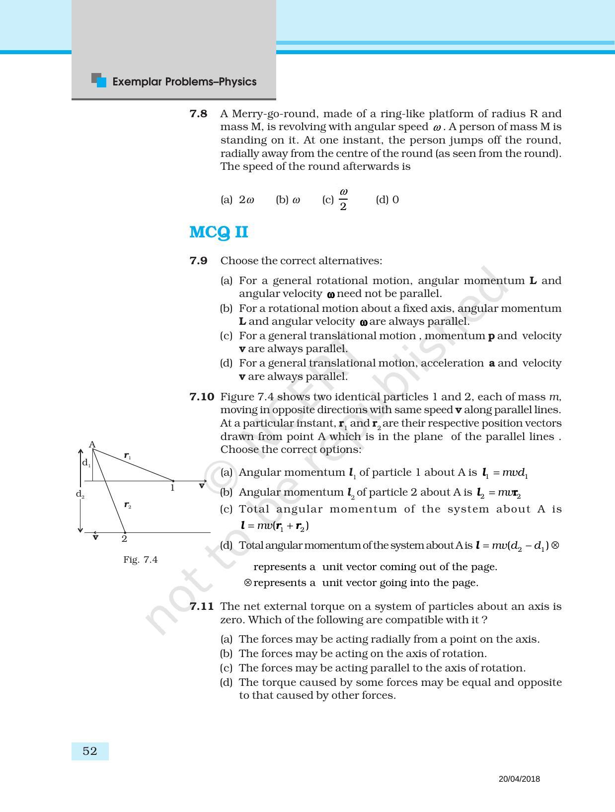 NCERT Exemplar Book for Class 11 Physics: Chapter 6 System of Particles and Rotational Motion - Page 3