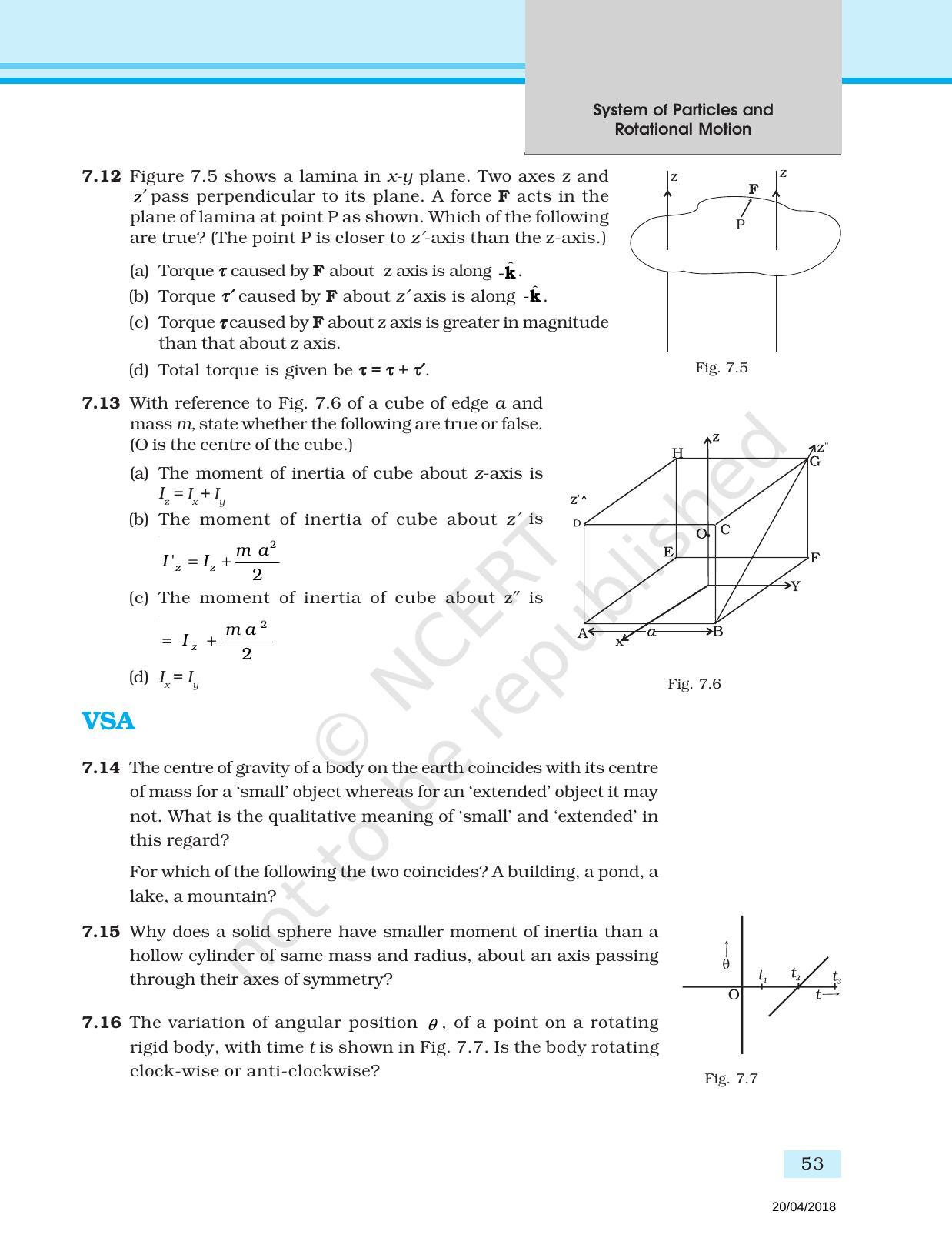 NCERT Exemplar Book for Class 11 Physics: Chapter 6 System of Particles and Rotational Motion - Page 4