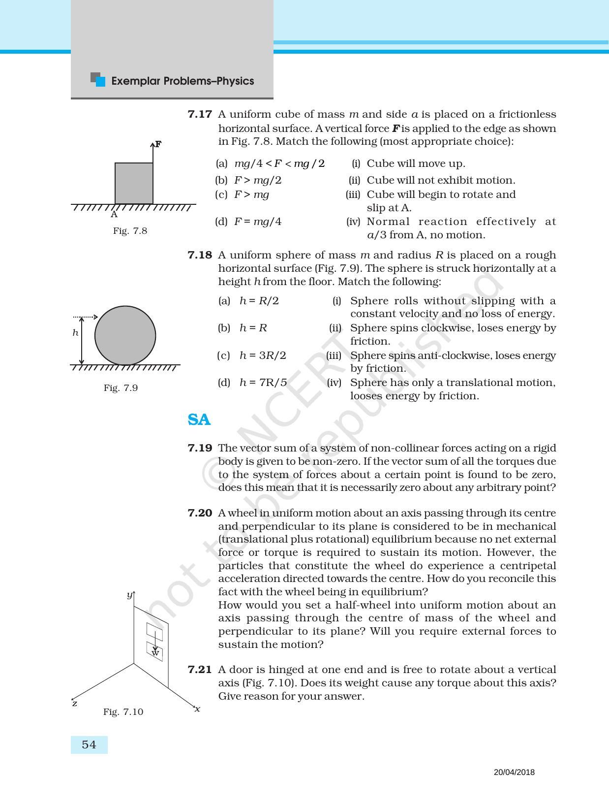 NCERT Exemplar Book for Class 11 Physics: Chapter 6 System of Particles and Rotational Motion - Page 5