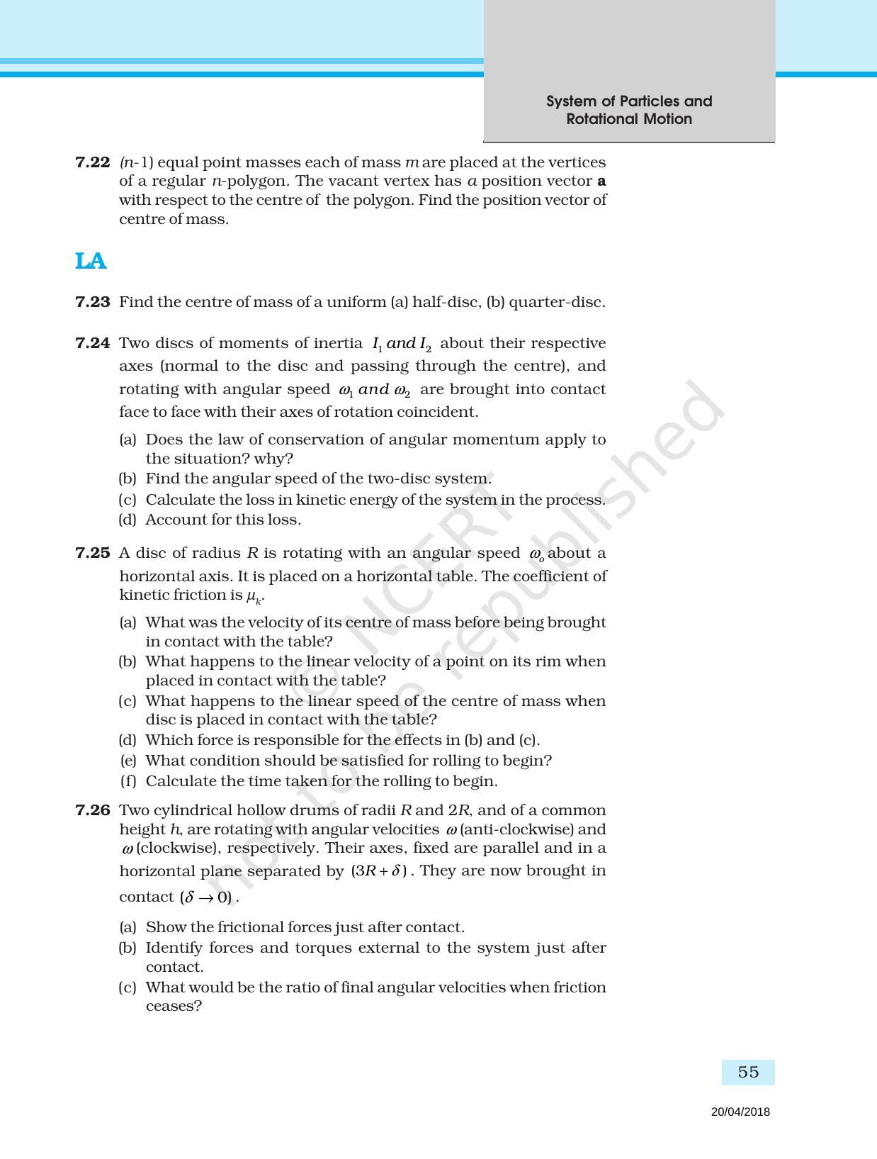 NCERT Exemplar Book for Class 11 Physics: Chapter 6 System of Particles and Rotational Motion - Page 6