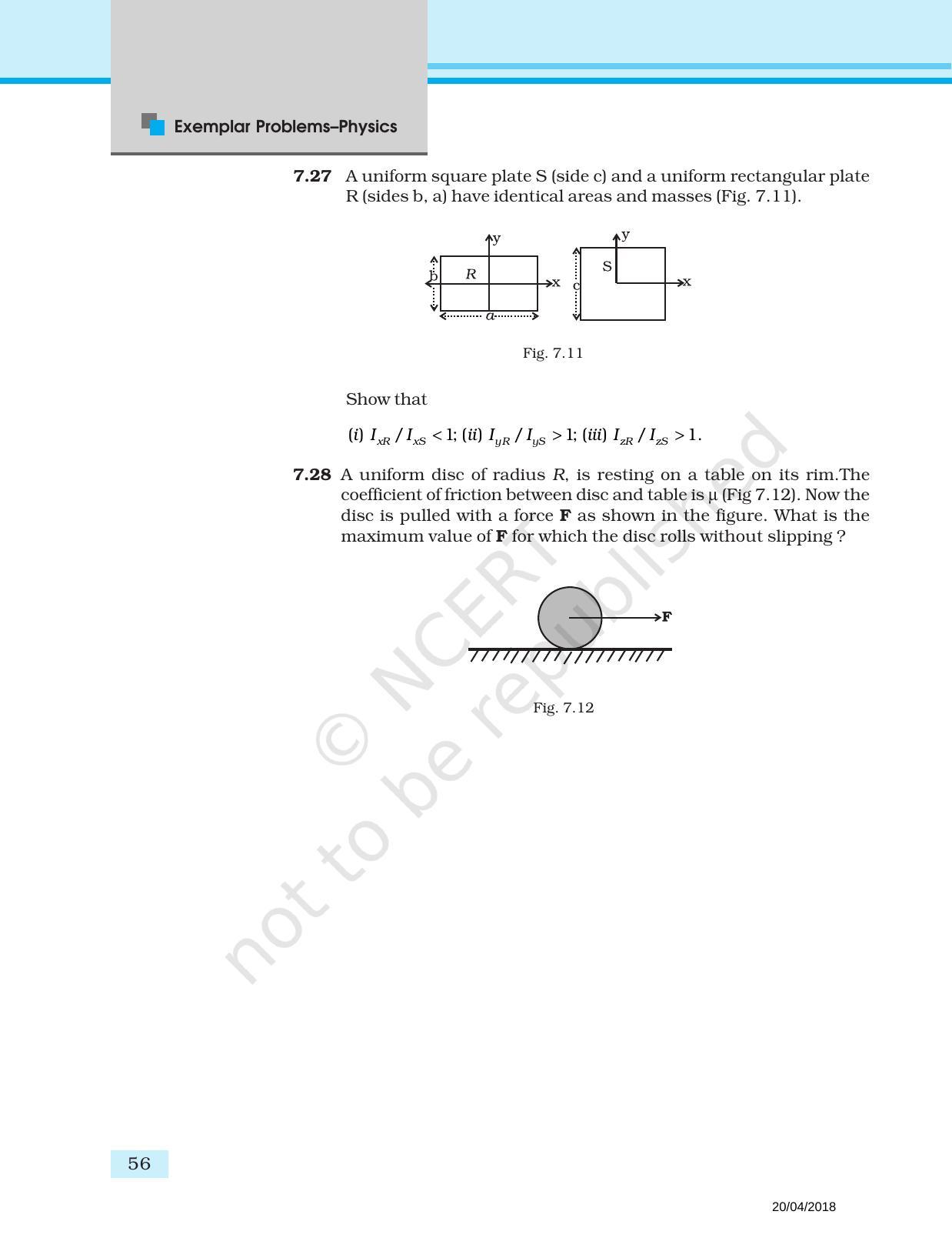 NCERT Exemplar Book for Class 11 Physics: Chapter 6 System of Particles and Rotational Motion - Page 7